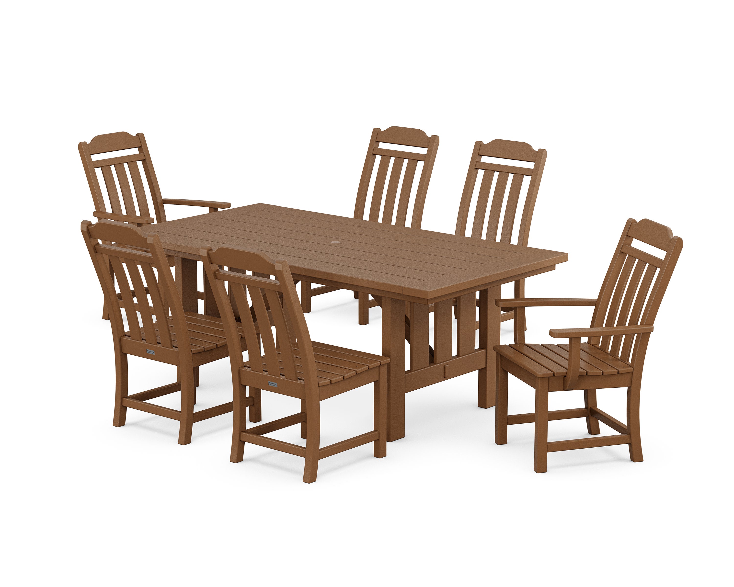 Cottage 7-Piece Dining Set with Mission Table in Teak