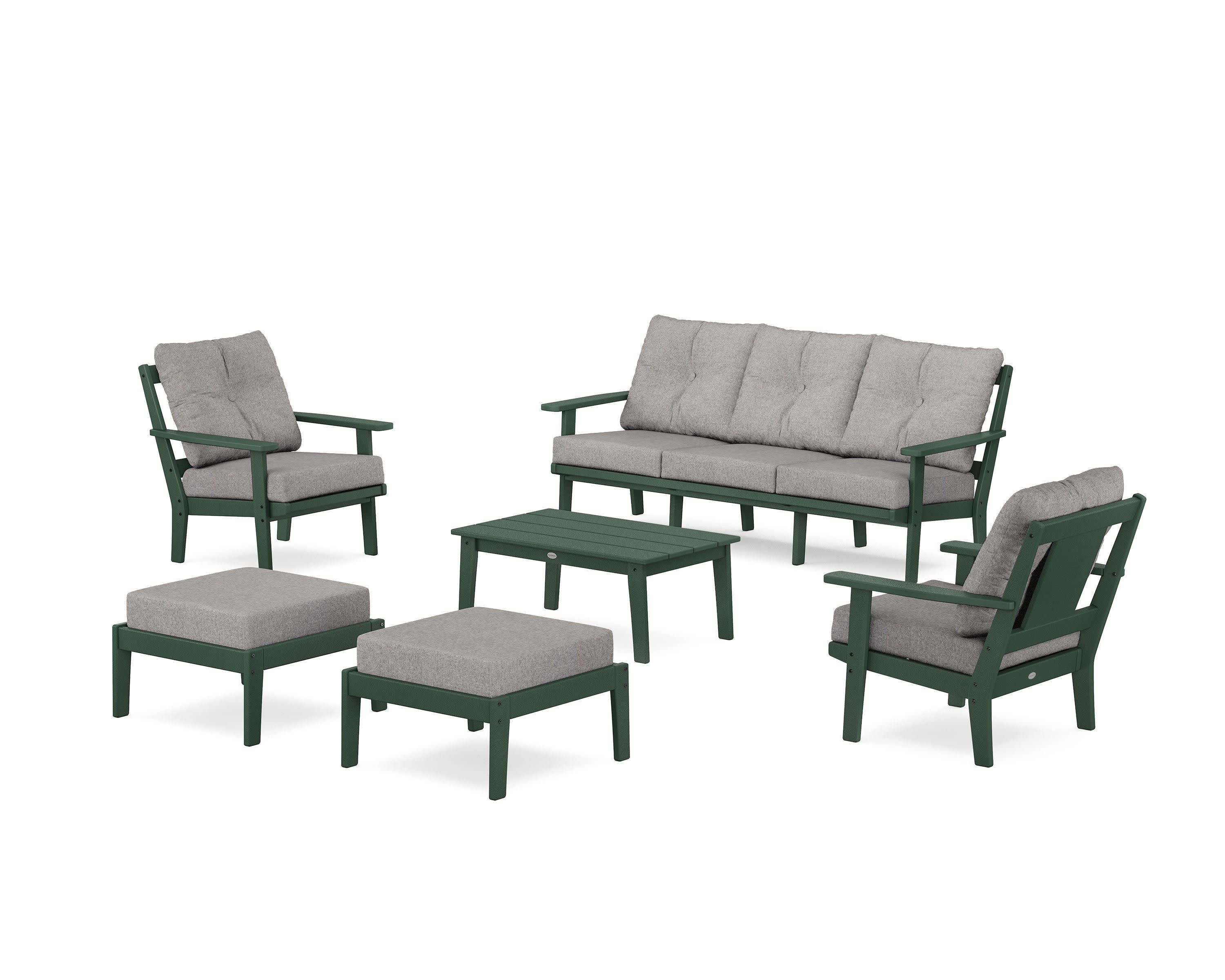 Prairie 6-Piece Lounge Sofa Set in Green / Grey Mist