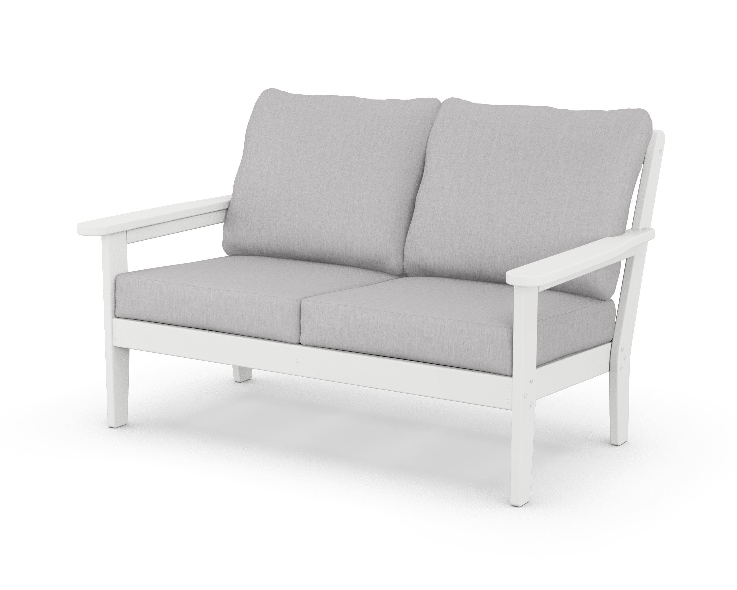 Cottage Deep Seating Loveseat in White / Granite