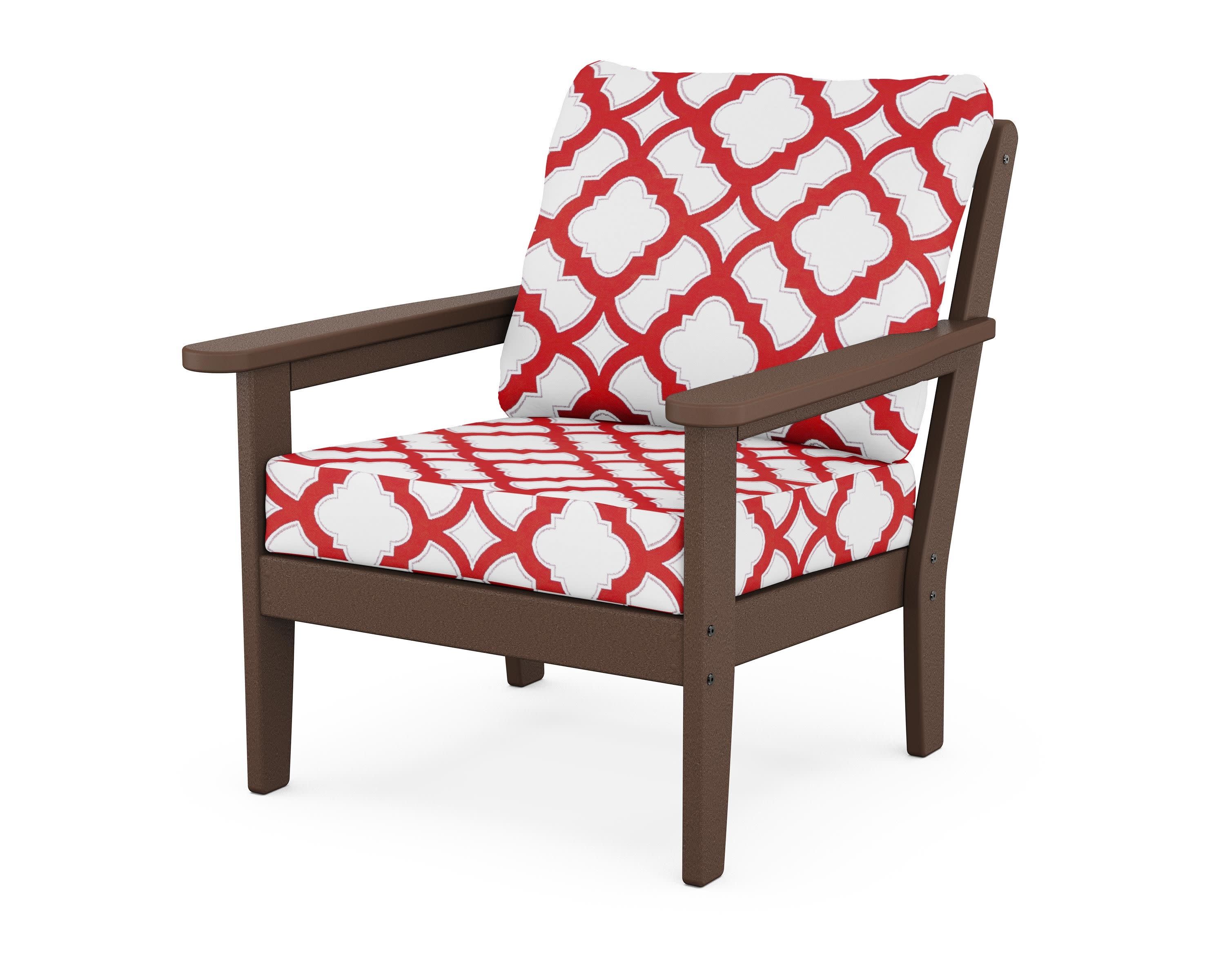 Cottage Deep Seating Chair in Mahogany / Trellis Crimson