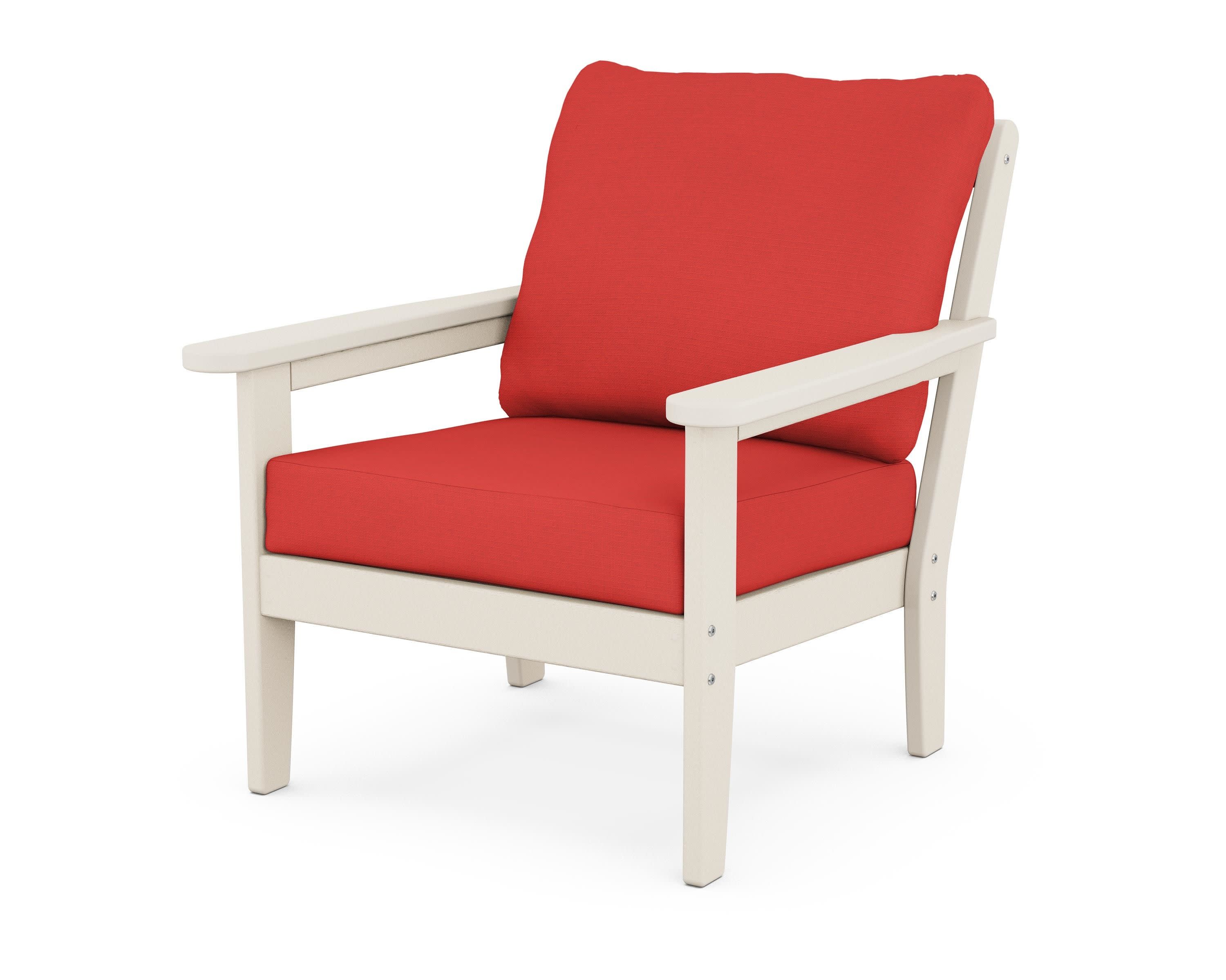 Cottage Deep Seating Chair in Sand / Crimson Linen
