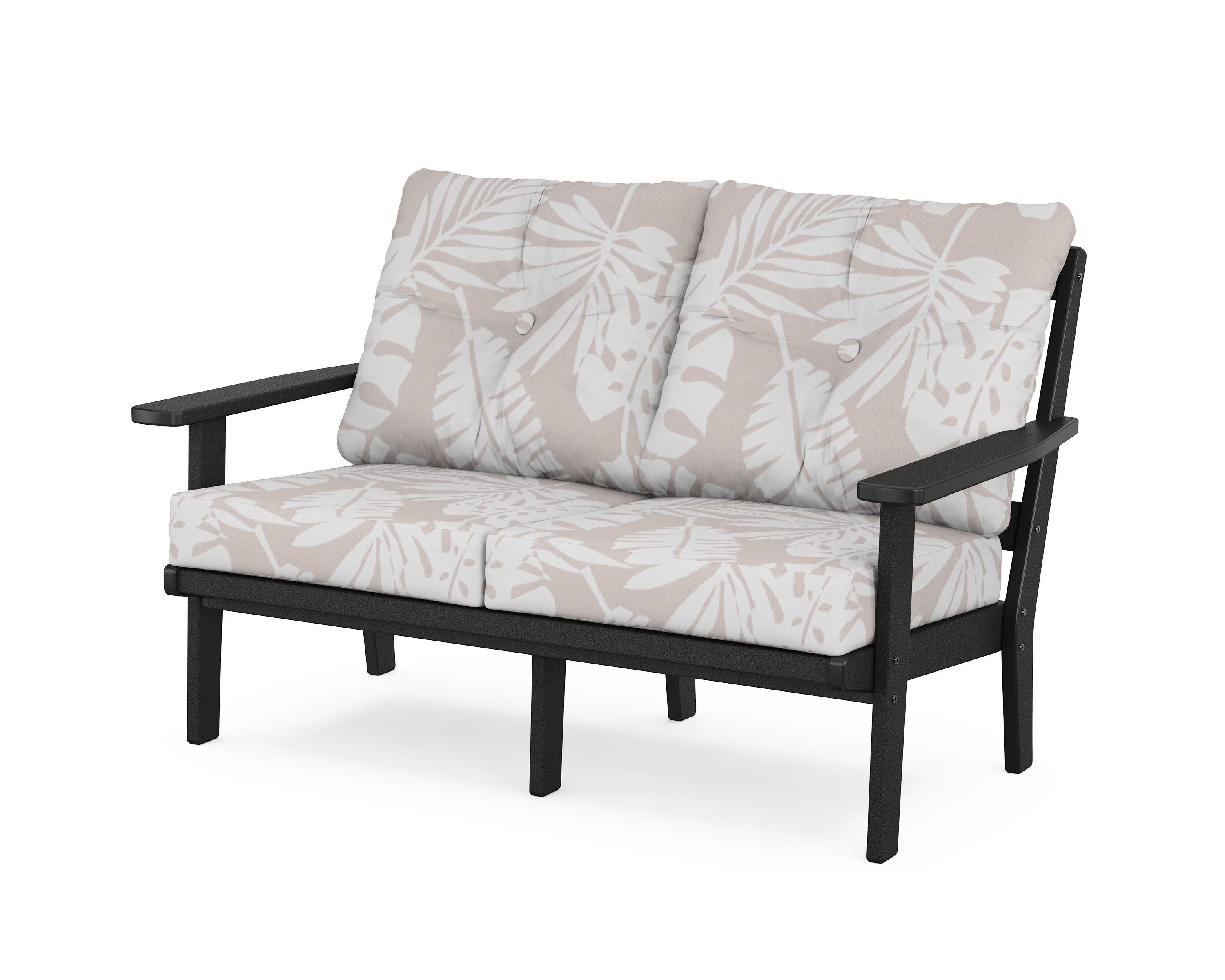 Prairie Deep SeatingLoveseat in Black / Leaf Dune Burlap