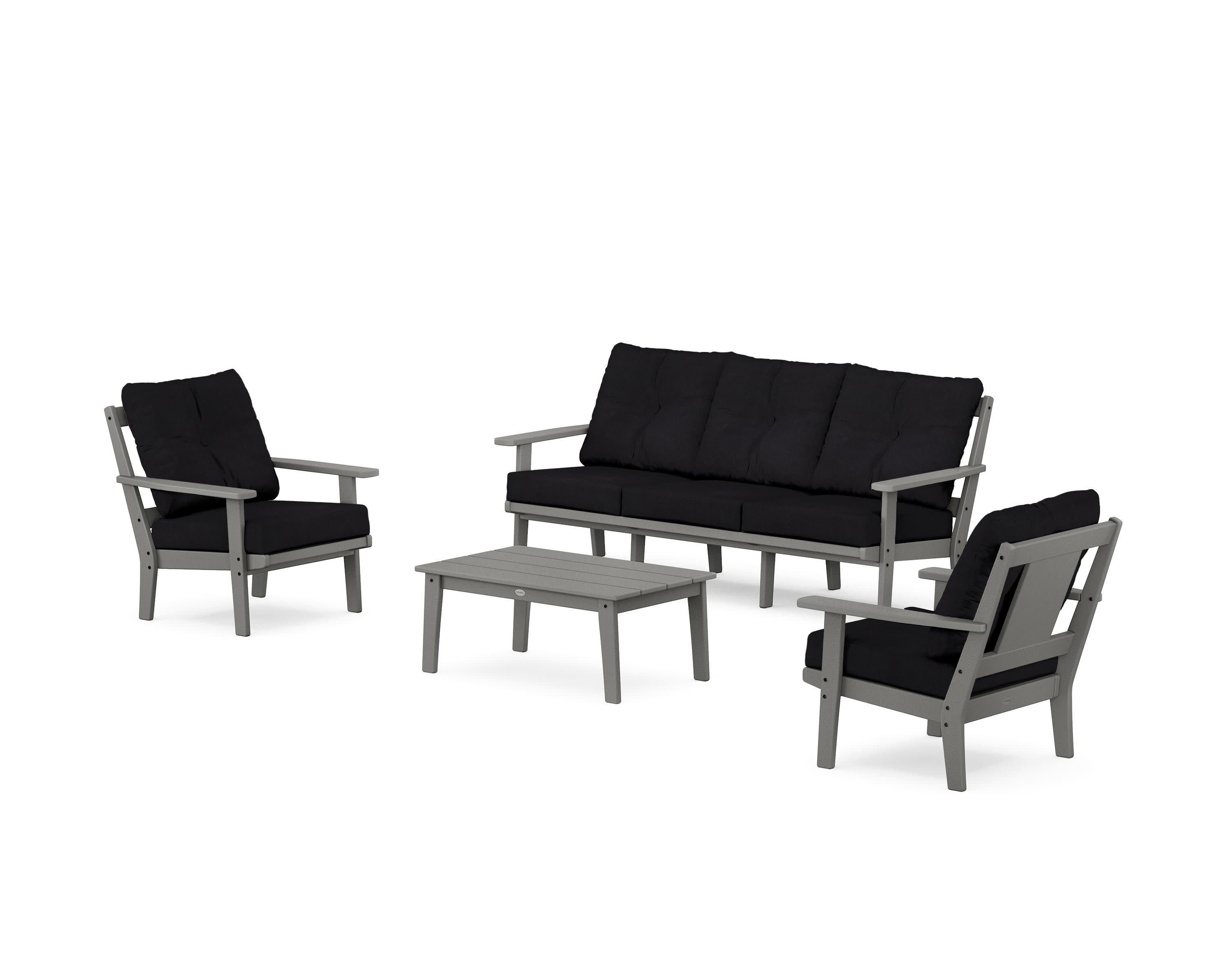 Prairie 4-Piece Deep Seating Set with Sofa in Slate Grey / Midnight Linen