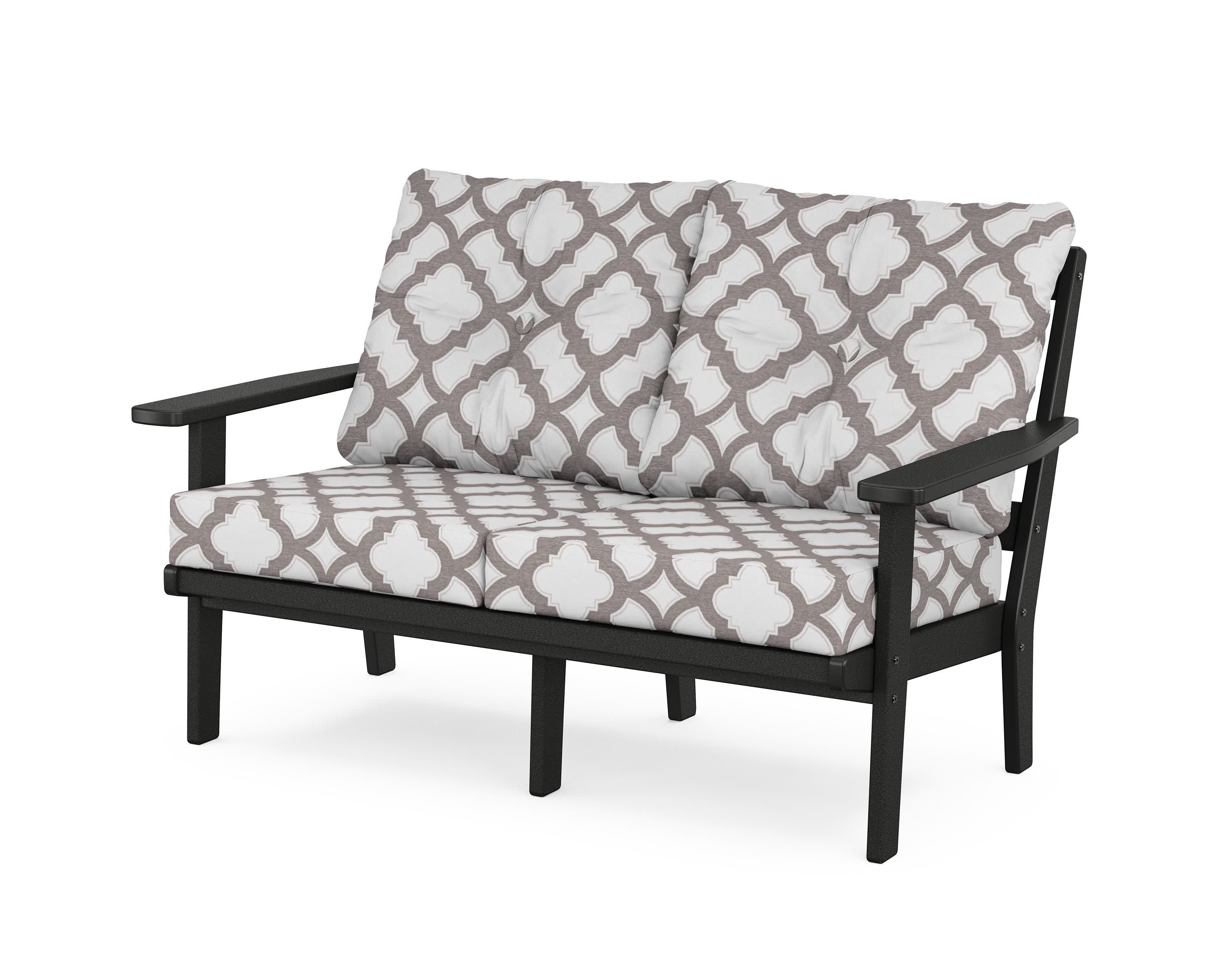 Prairie Deep SeatingLoveseat in Black / Trellis Grey Mist