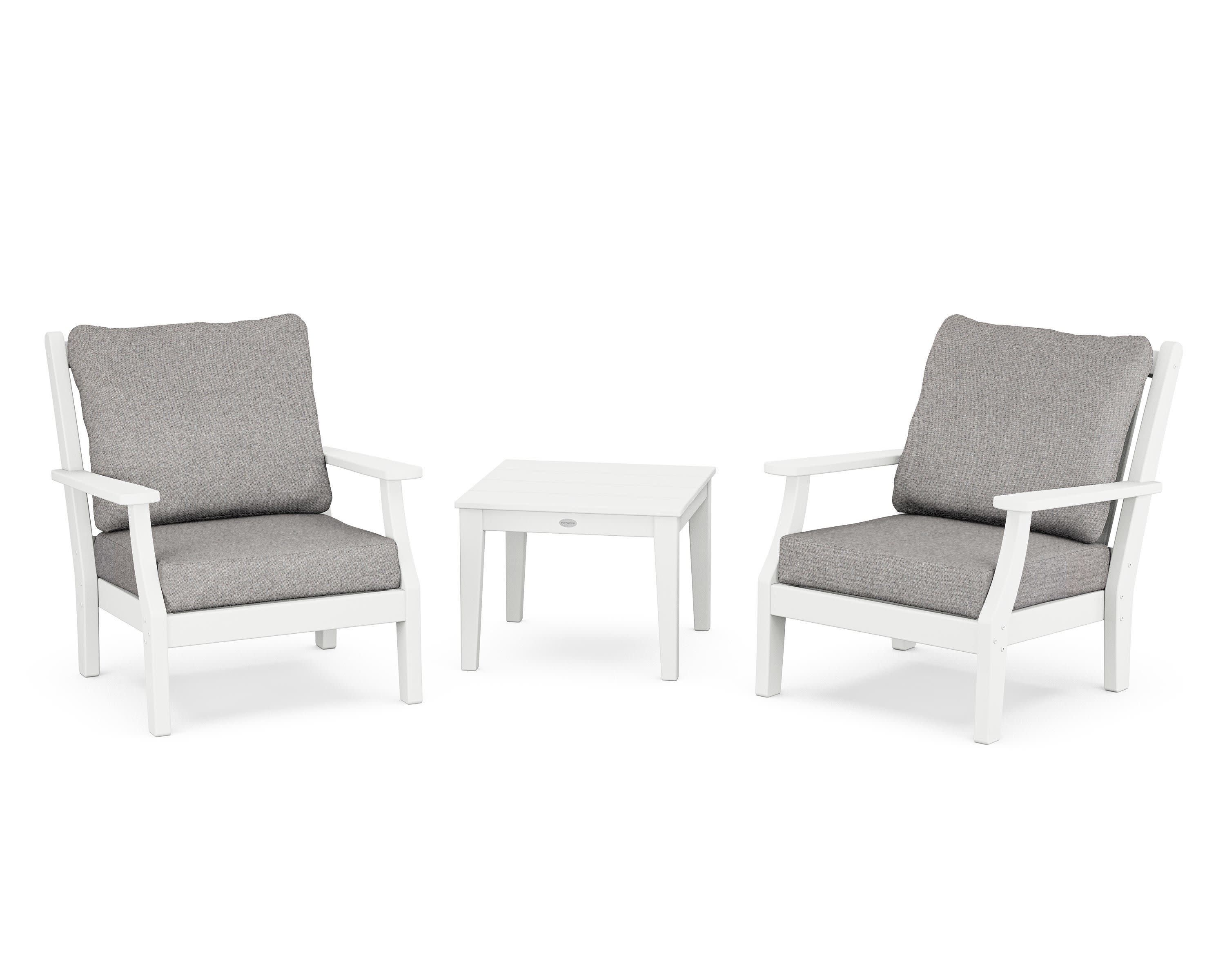 Wovendale 3-Piece Deep Seating Set in White / Grey Mist