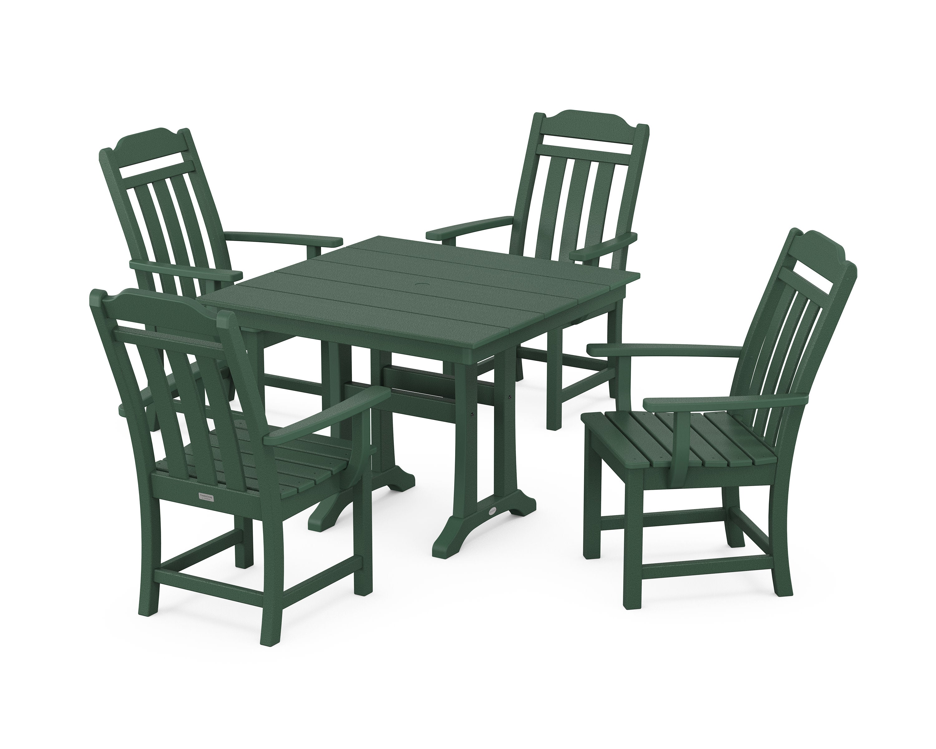 Cottage 5-Piece Farmhouse Dining Set with Trestle Legs in Green