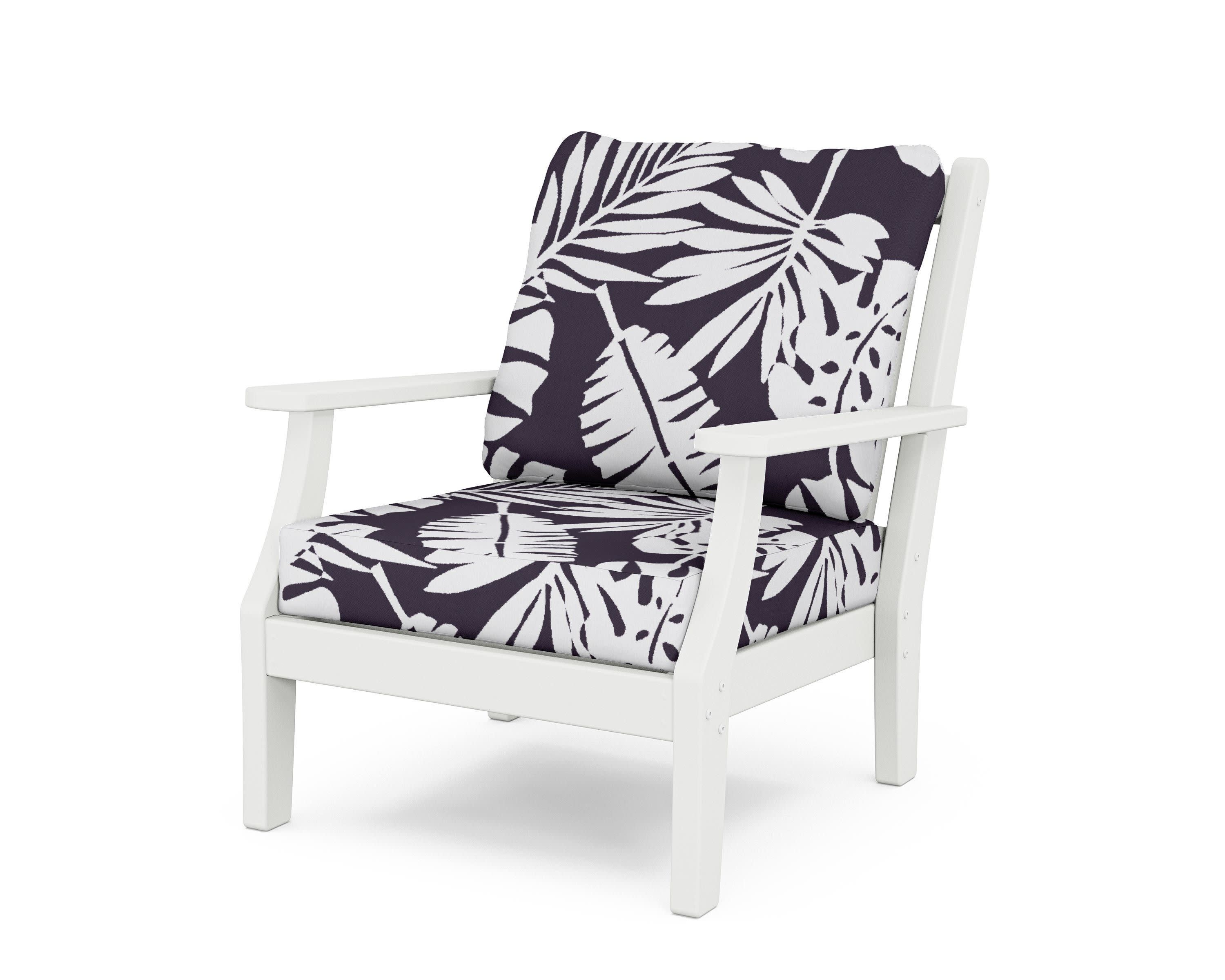 Wovendale Deep Seating Chair in White / Leaf Navy