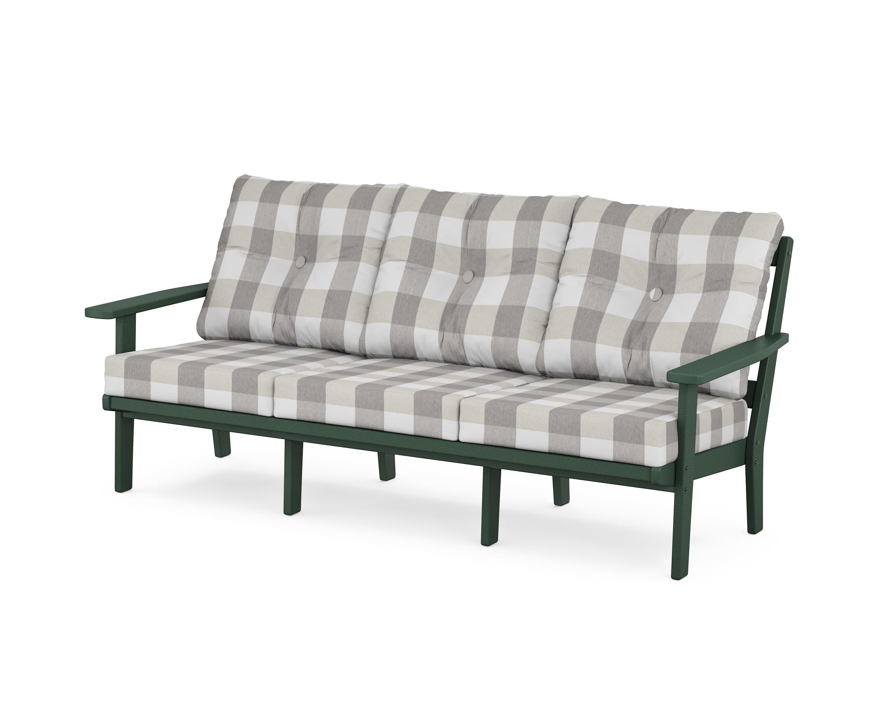 PrairieDeep Seating Sofa in Green / Buffalo Plaid Grey Mist