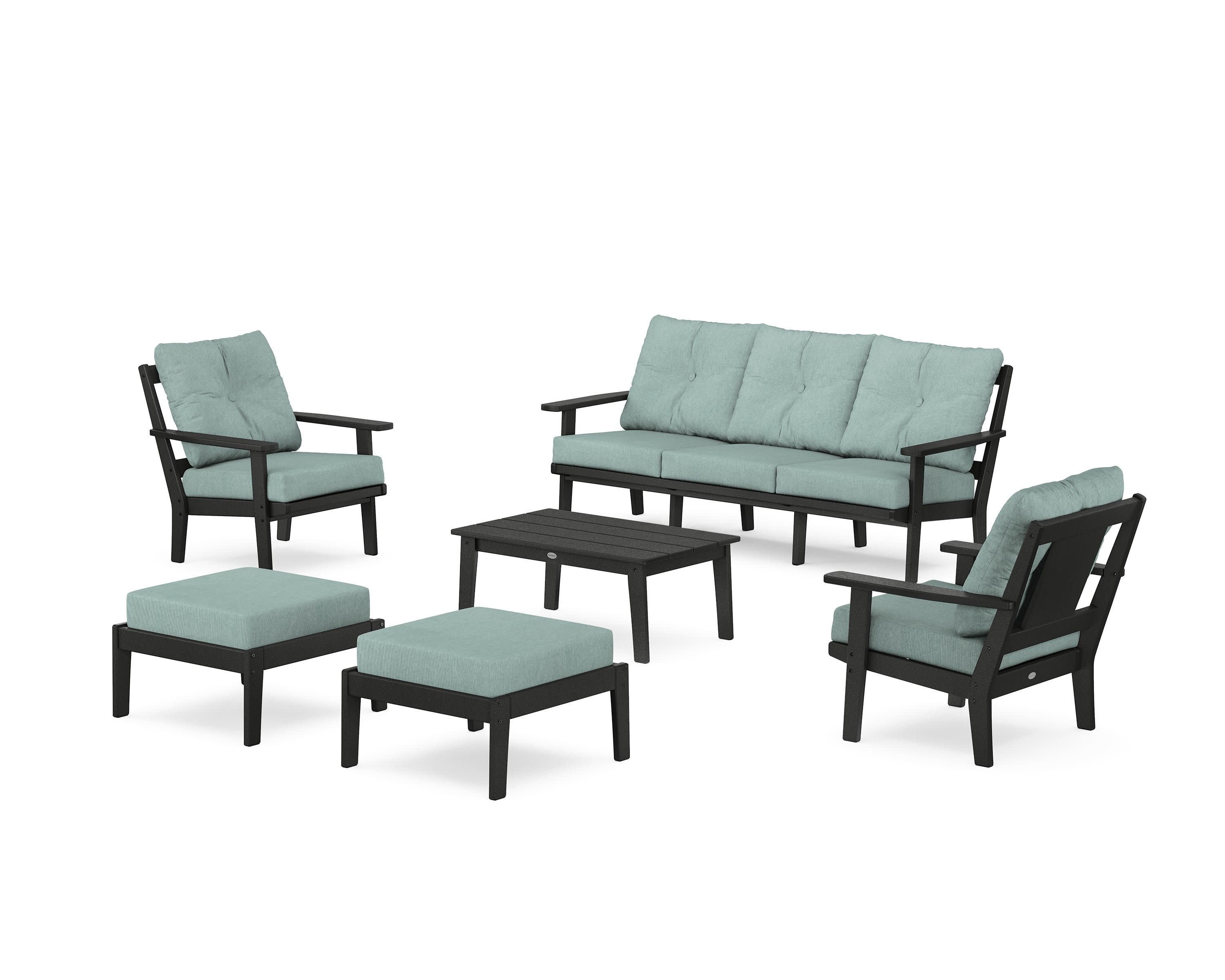 Prairie 6-Piece Lounge Sofa Set in Black / Glacier Spa