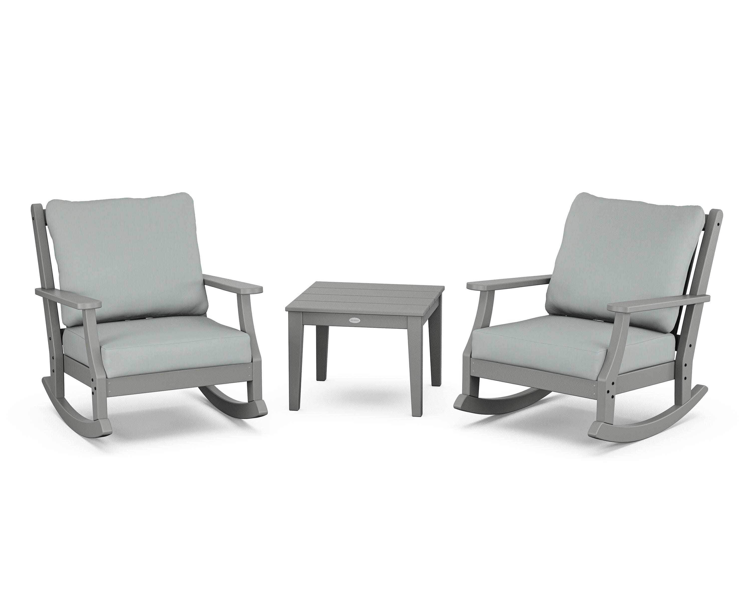 Wovendale 3-Piece Deep Seating Rocker Set in Slate Grey / Spa