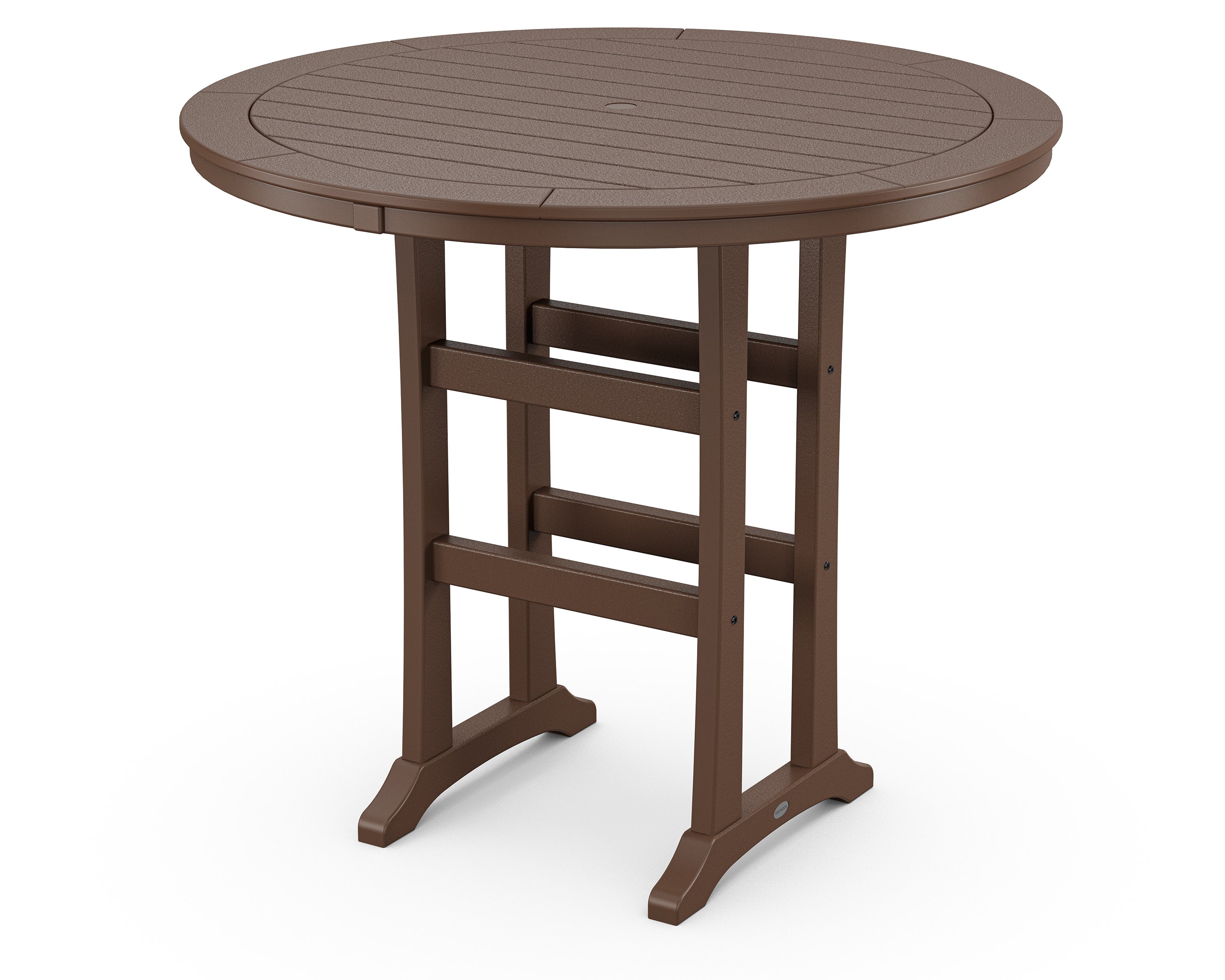 Nautical Trestle 48" Round Bar Table in Mahogany