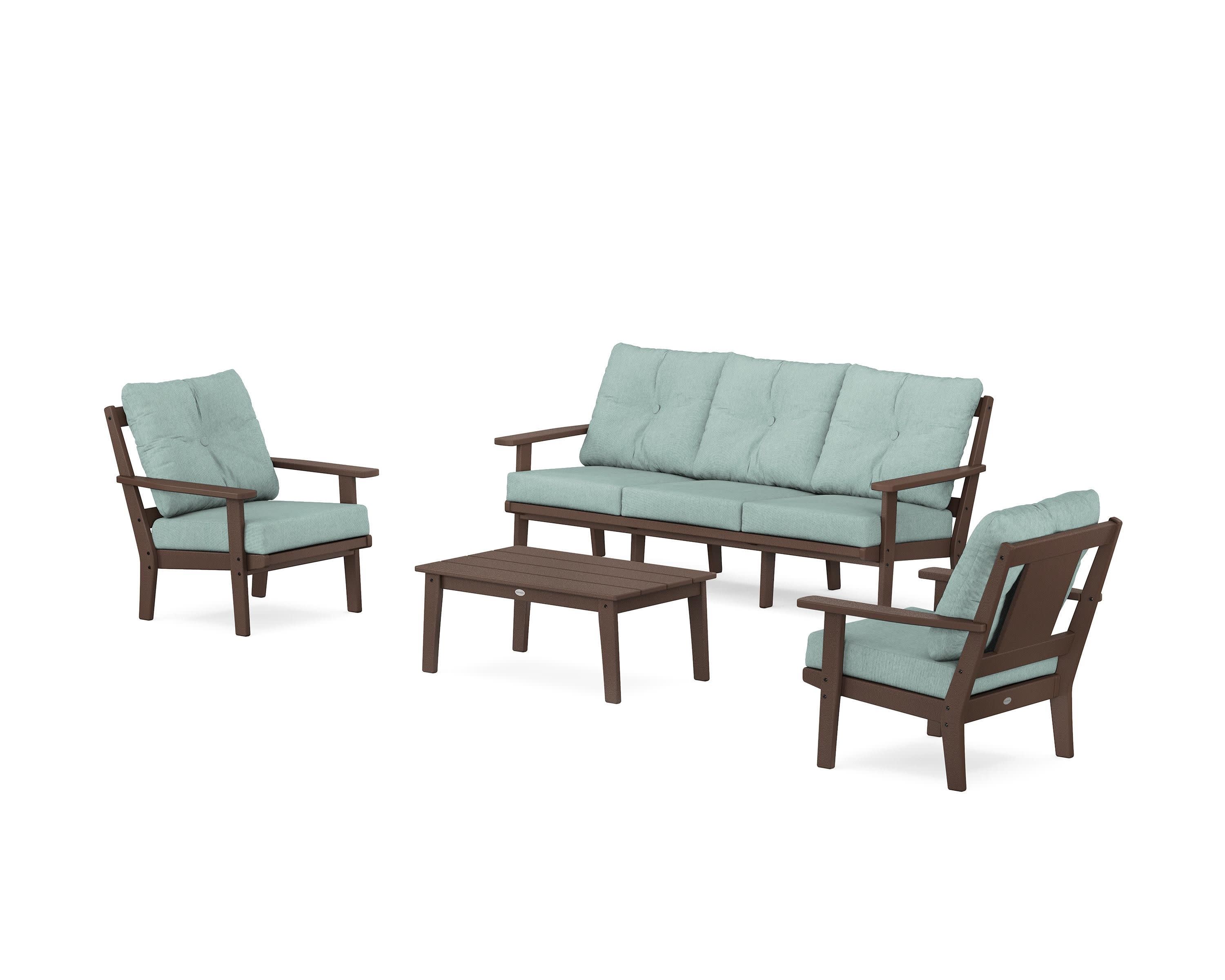 Prairie 4-Piece Deep Seating Set with Sofa in Mahogany / Glacier Spa