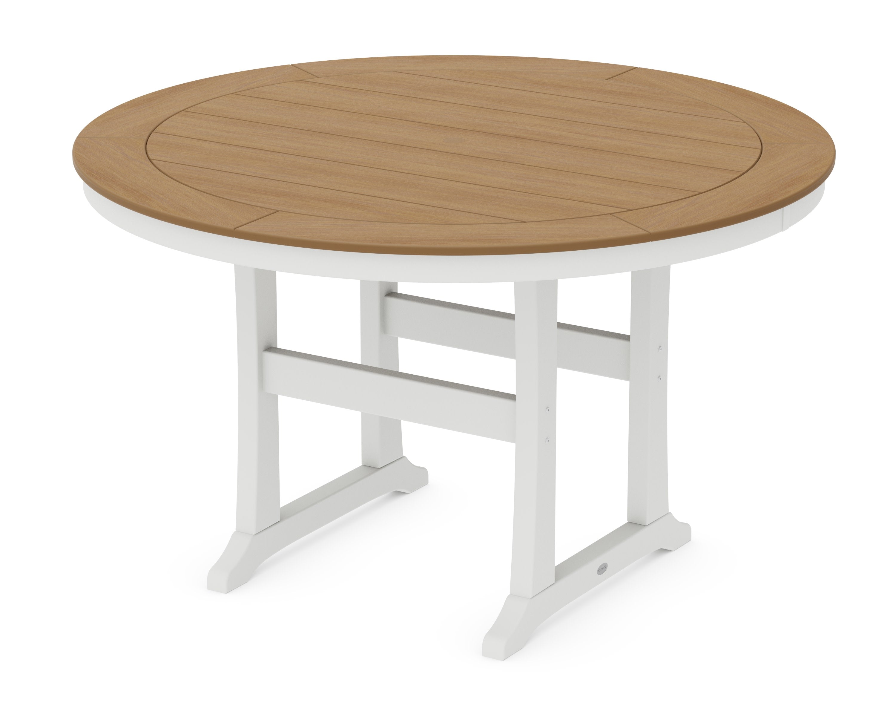 Nautical Trestle 60" Round Counter Table in White / Natural