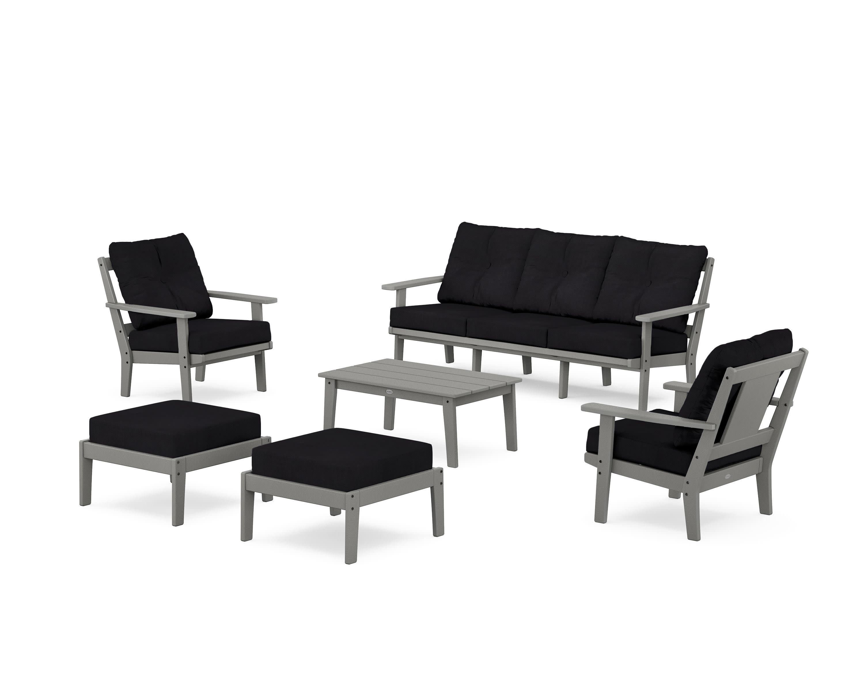 Prairie 6-Piece Lounge Sofa Set in Slate Grey / Midnight Linen