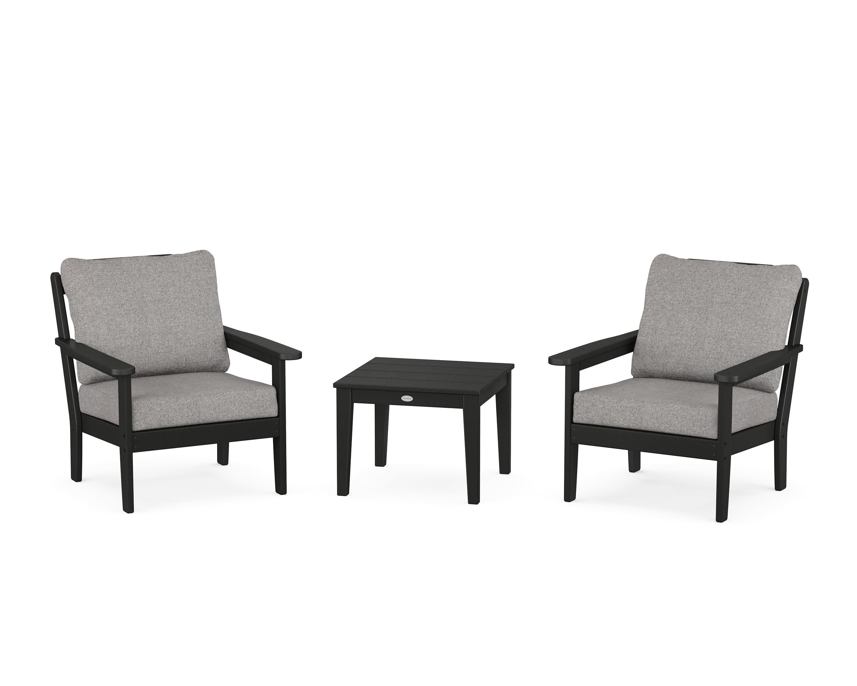 Cottage 3-Piece Deep Seating Set in Black / Grey Mist