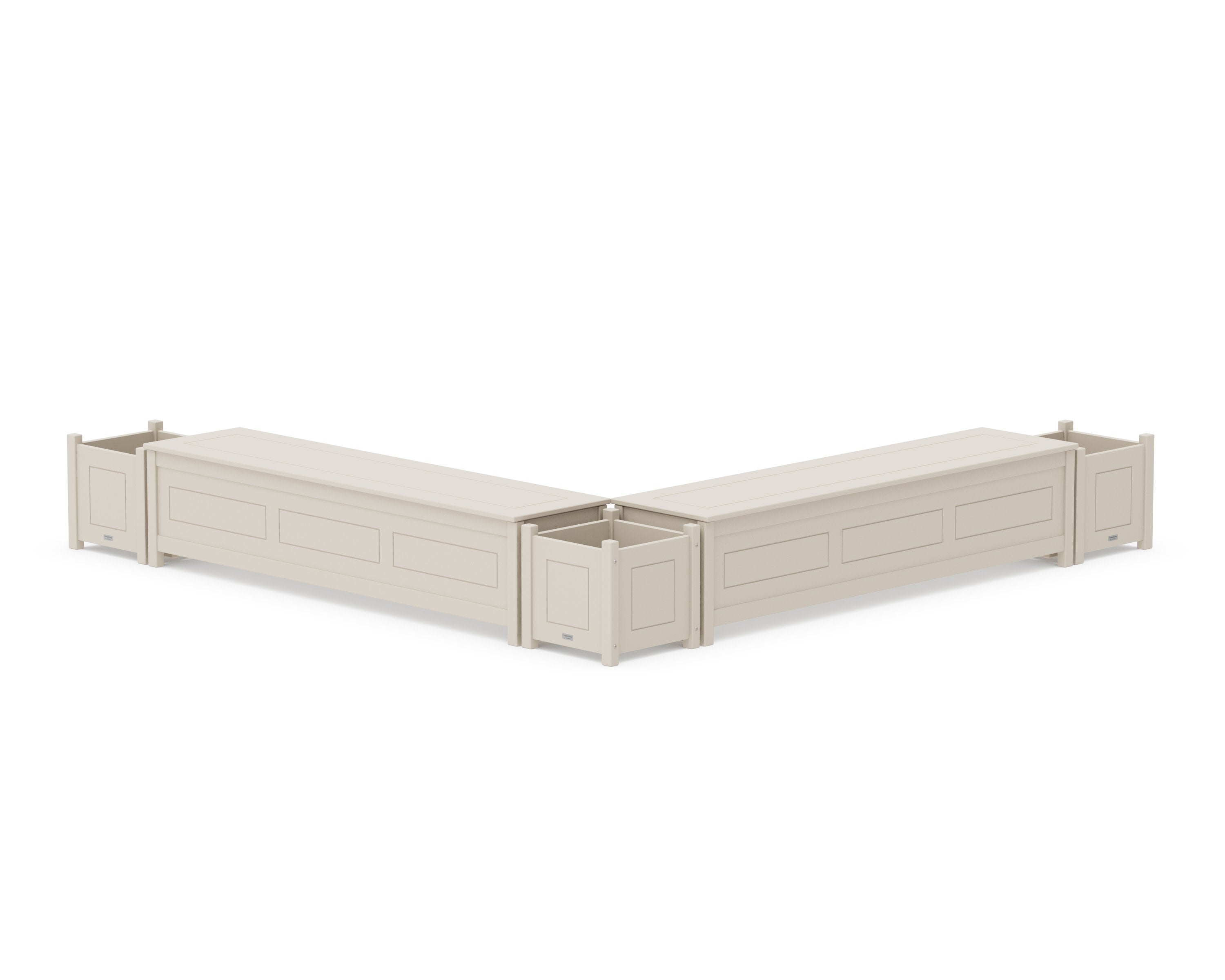 72" Country Living L- Shaped Planter Storage Bench Corner Set in Sand