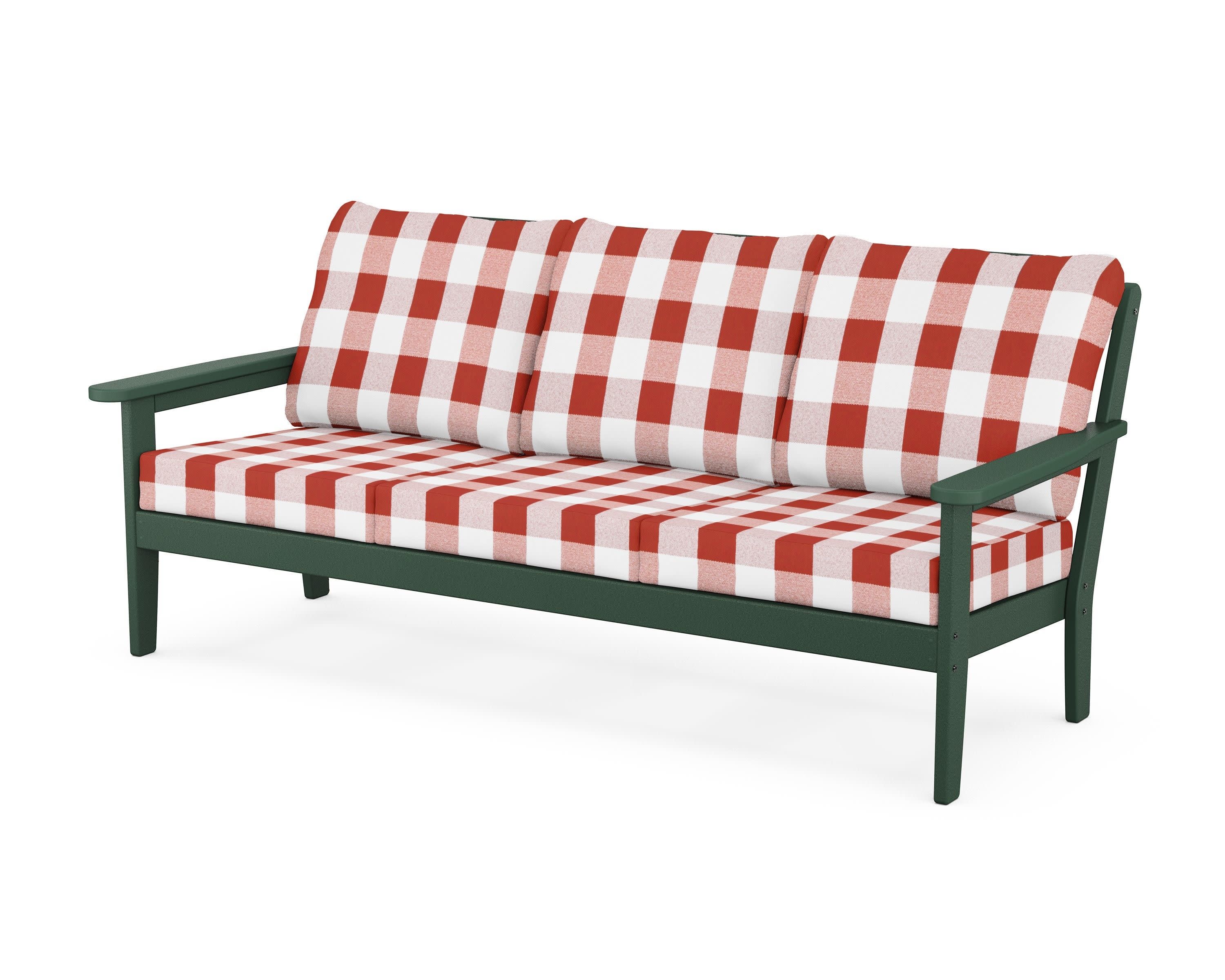Cottage Deep Seating Sofa in Green / Buffalo Plaid Crimson