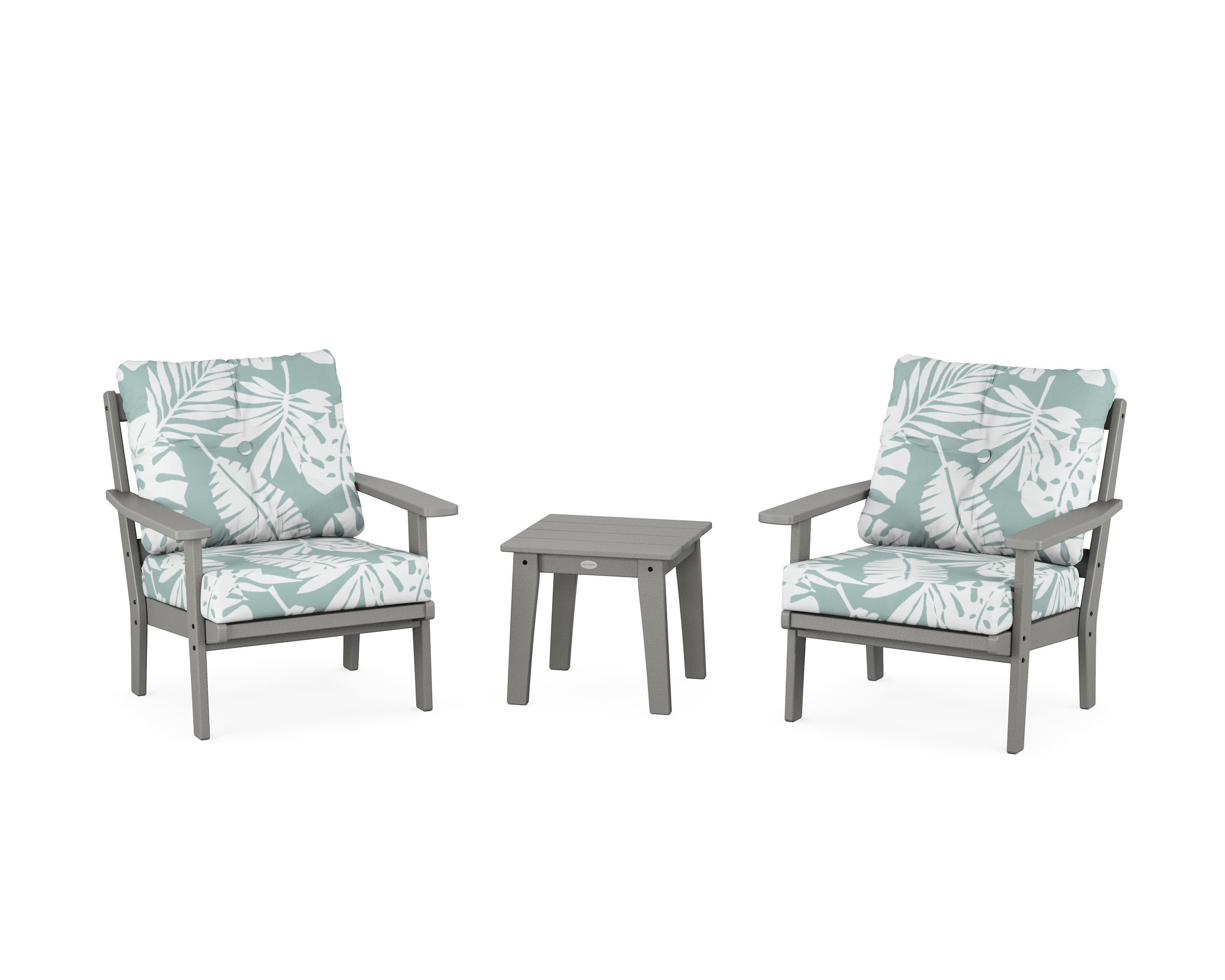 Prairie 3-Piece Deep Seating Set in Slate Grey / Leaf Glacier Spa