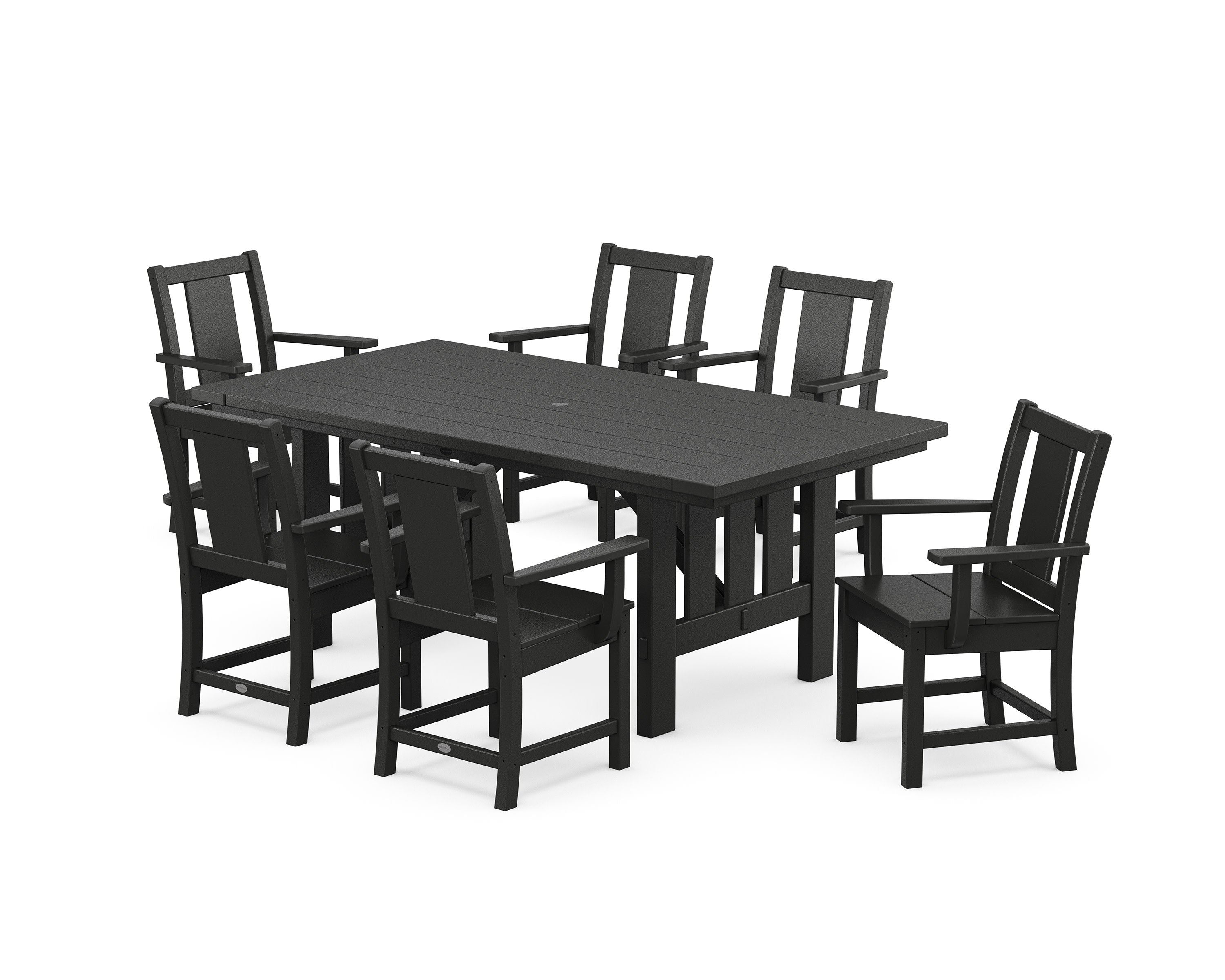 Prairie Arm Chair 7-Piece Mission Dining Set in Black