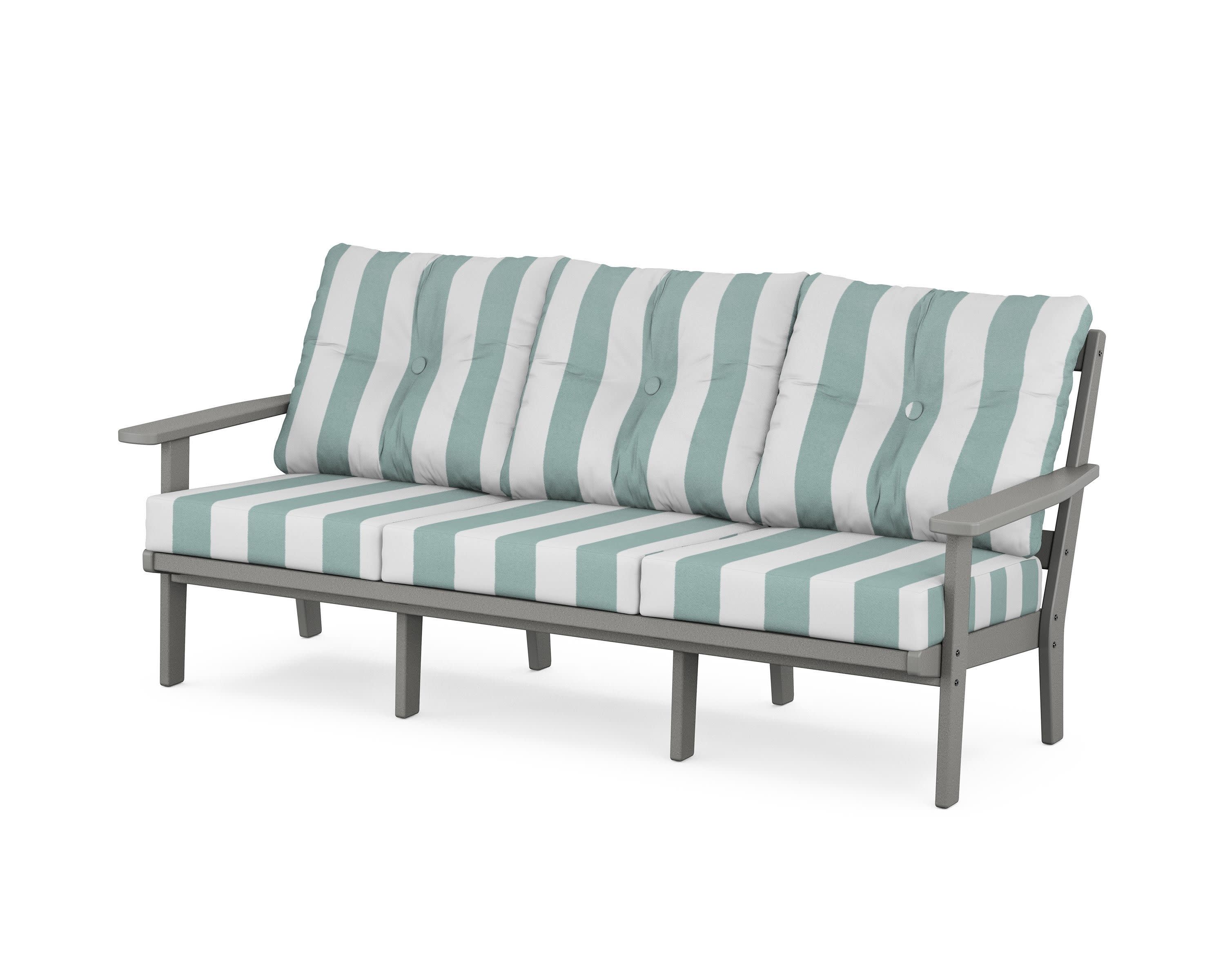 PrairieDeep Seating Sofa in Slate Grey / Cabana Stripe Glacier Spa