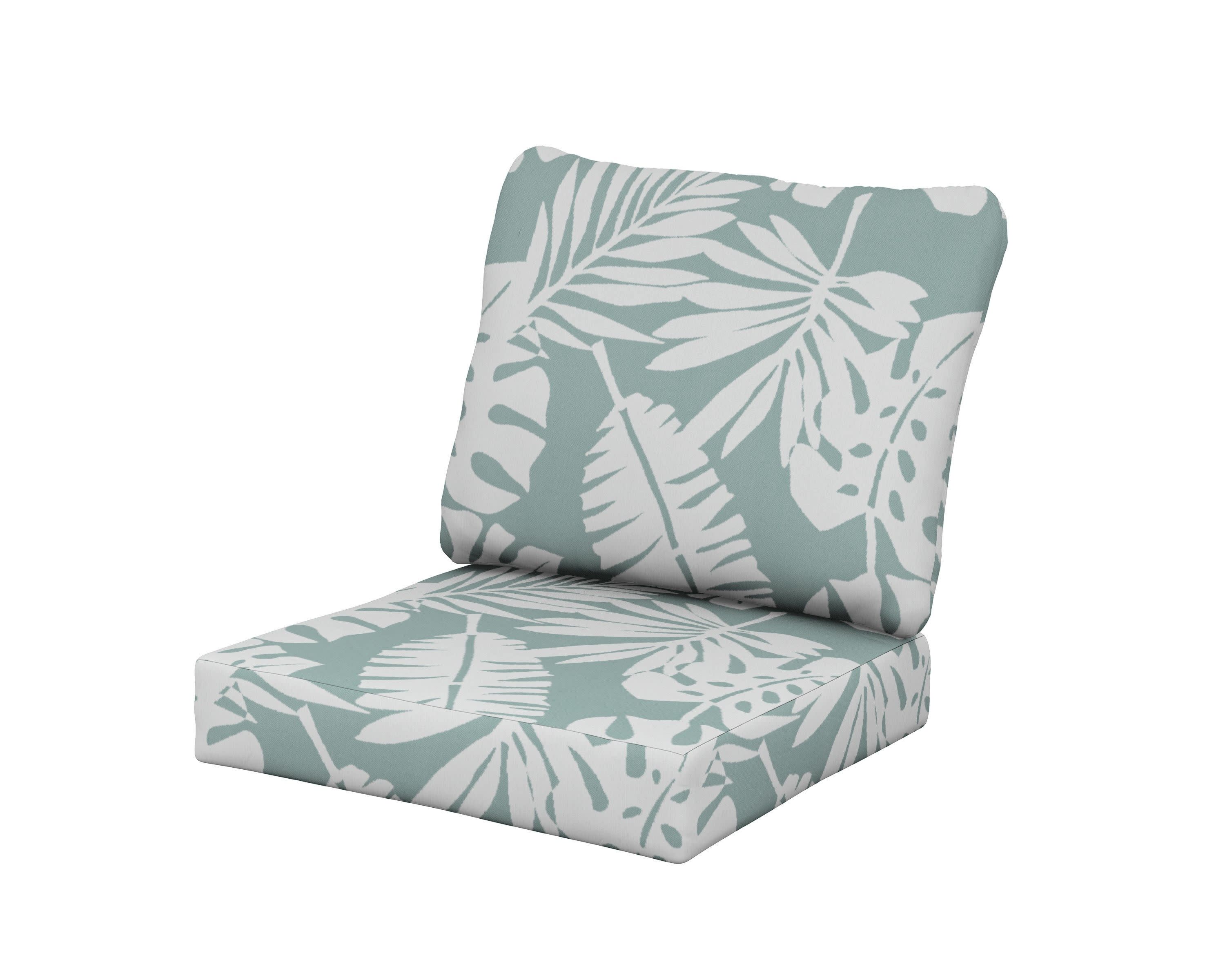 Baffle Seat/Back Cushion in Leaf Glacier Spa