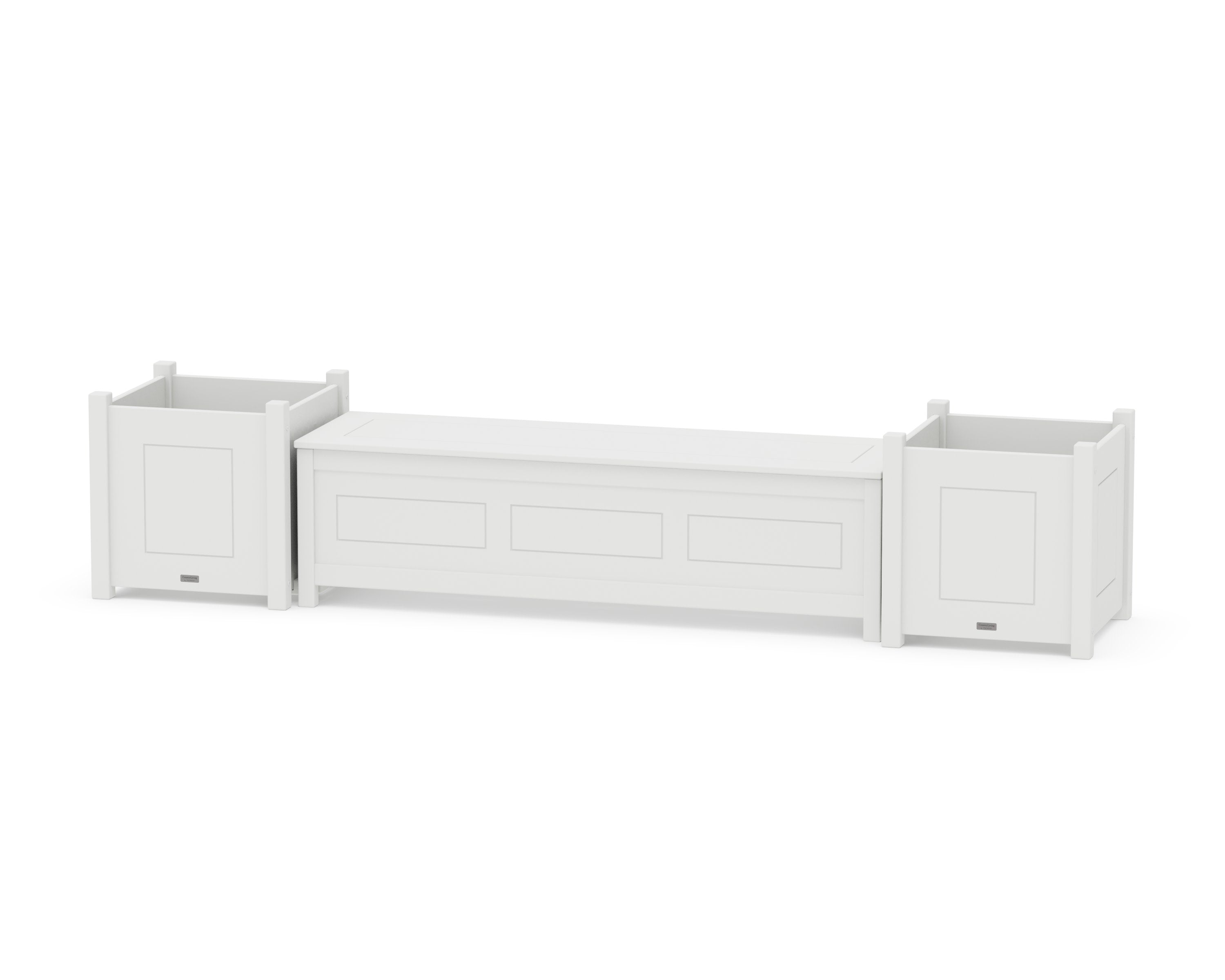 60" Country Living Straight Planter Storage Bench Set- Large in White