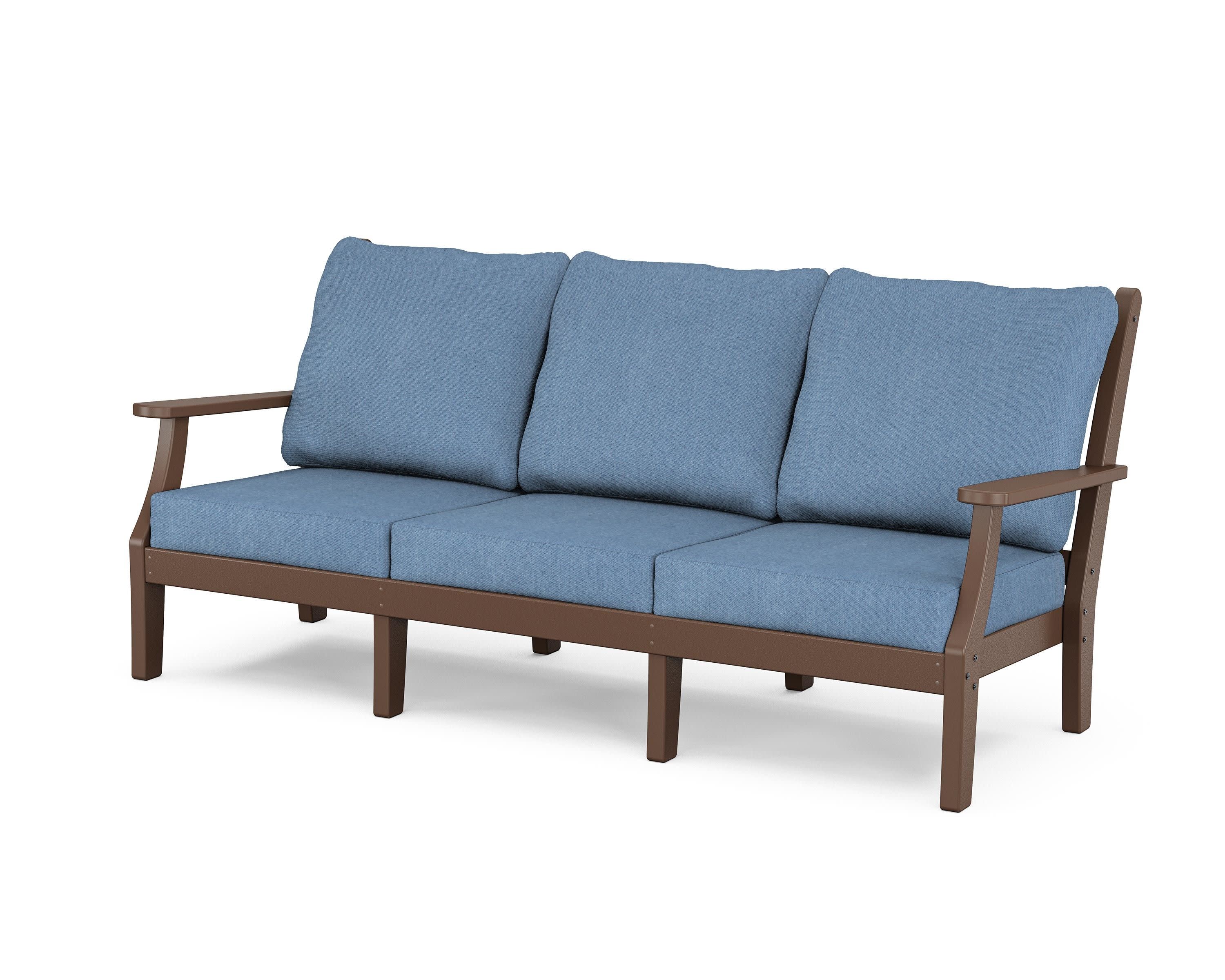 Wovendale Deep Seating Sofa in Mahogany / Sky Blue