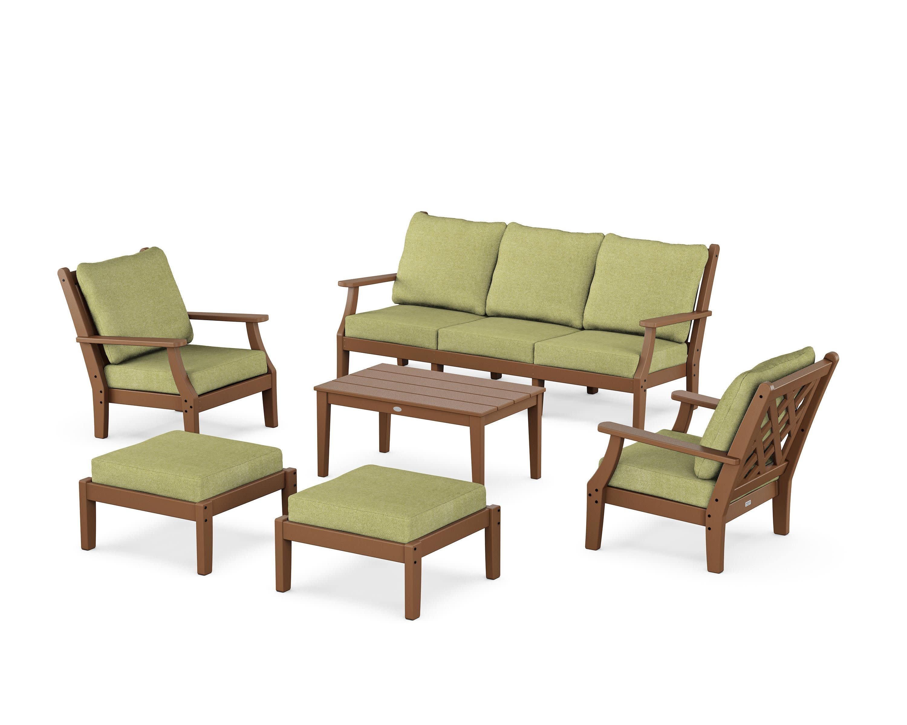 Wovendale 6-Piece Lounge Sofa Set in Teak / Chartreuse Boucle