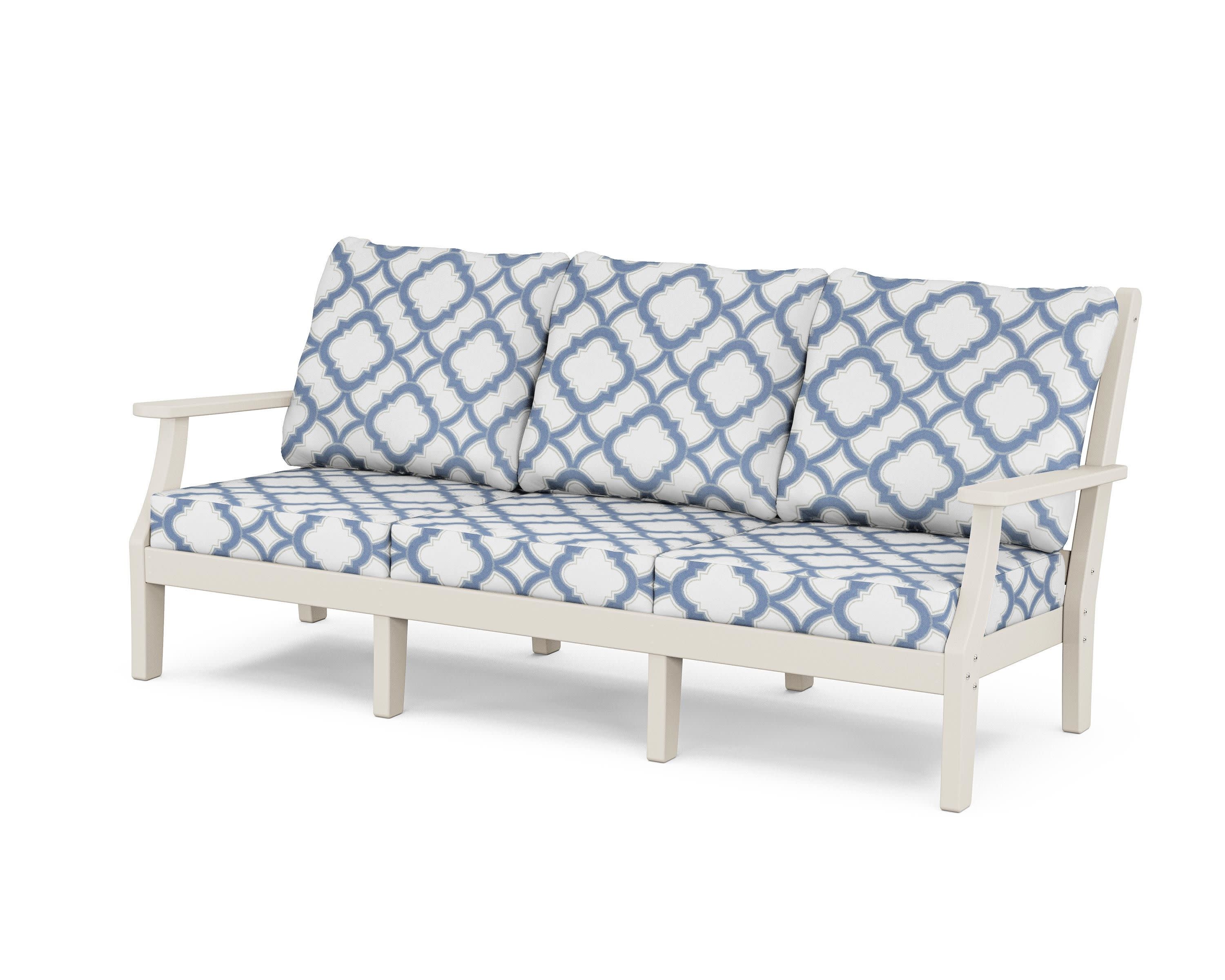 Wovendale Deep Seating Sofa in Sand / Trellis Sky Blue