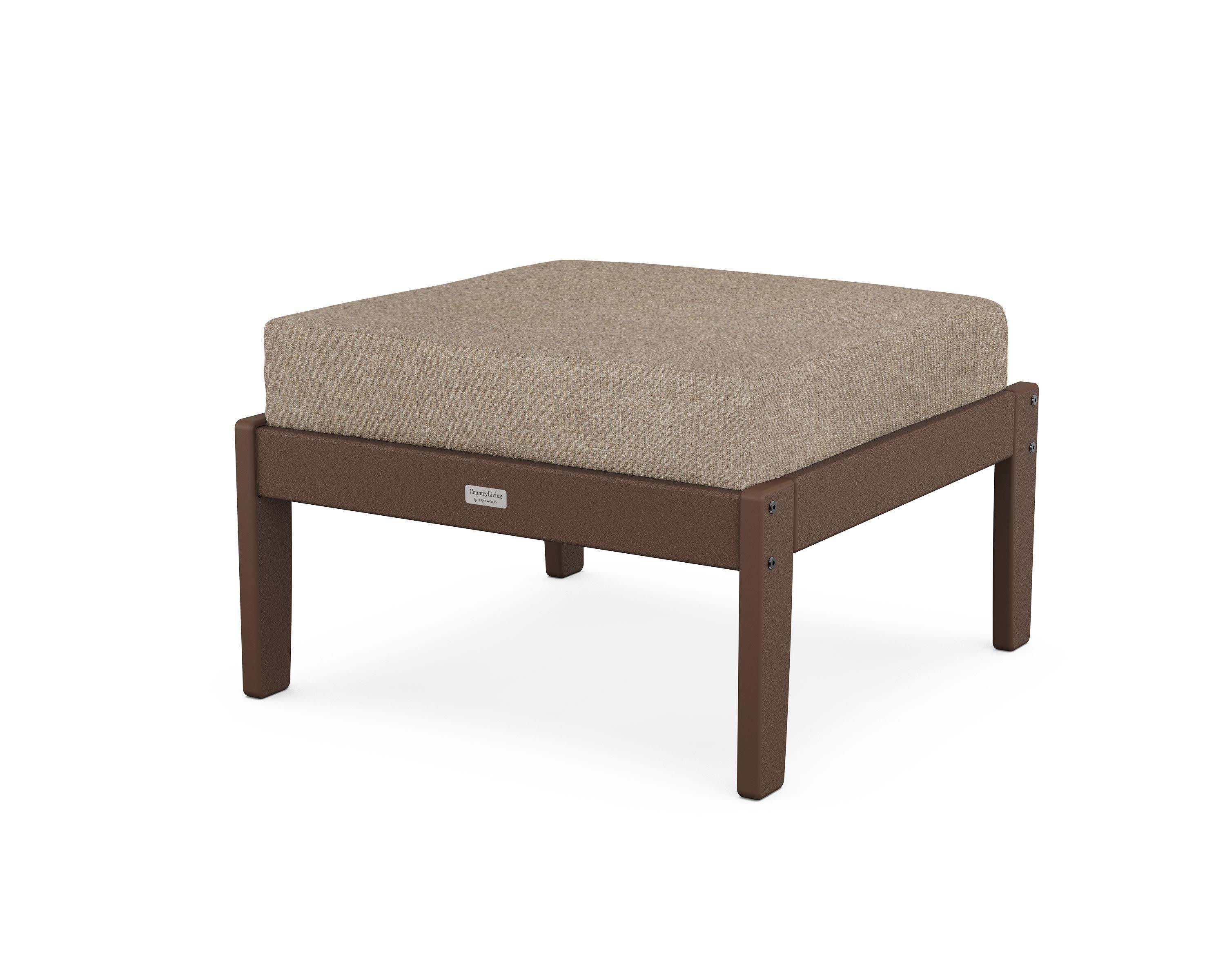 Cottage Deep Seating Ottoman in Mahogany / Spiced Burlap