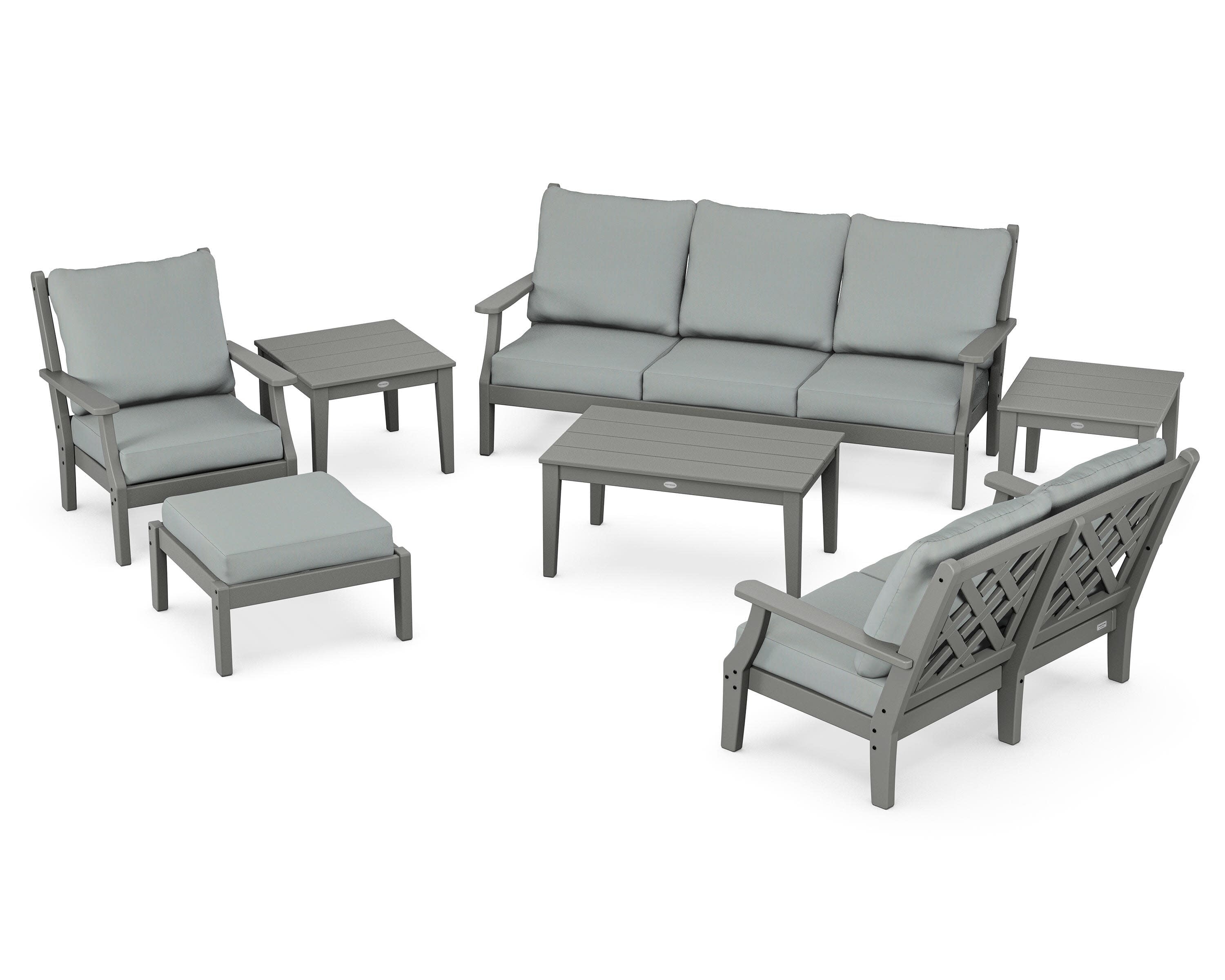 Wovendale 7-Piece Deep Seating Set in Slate Grey / Spa