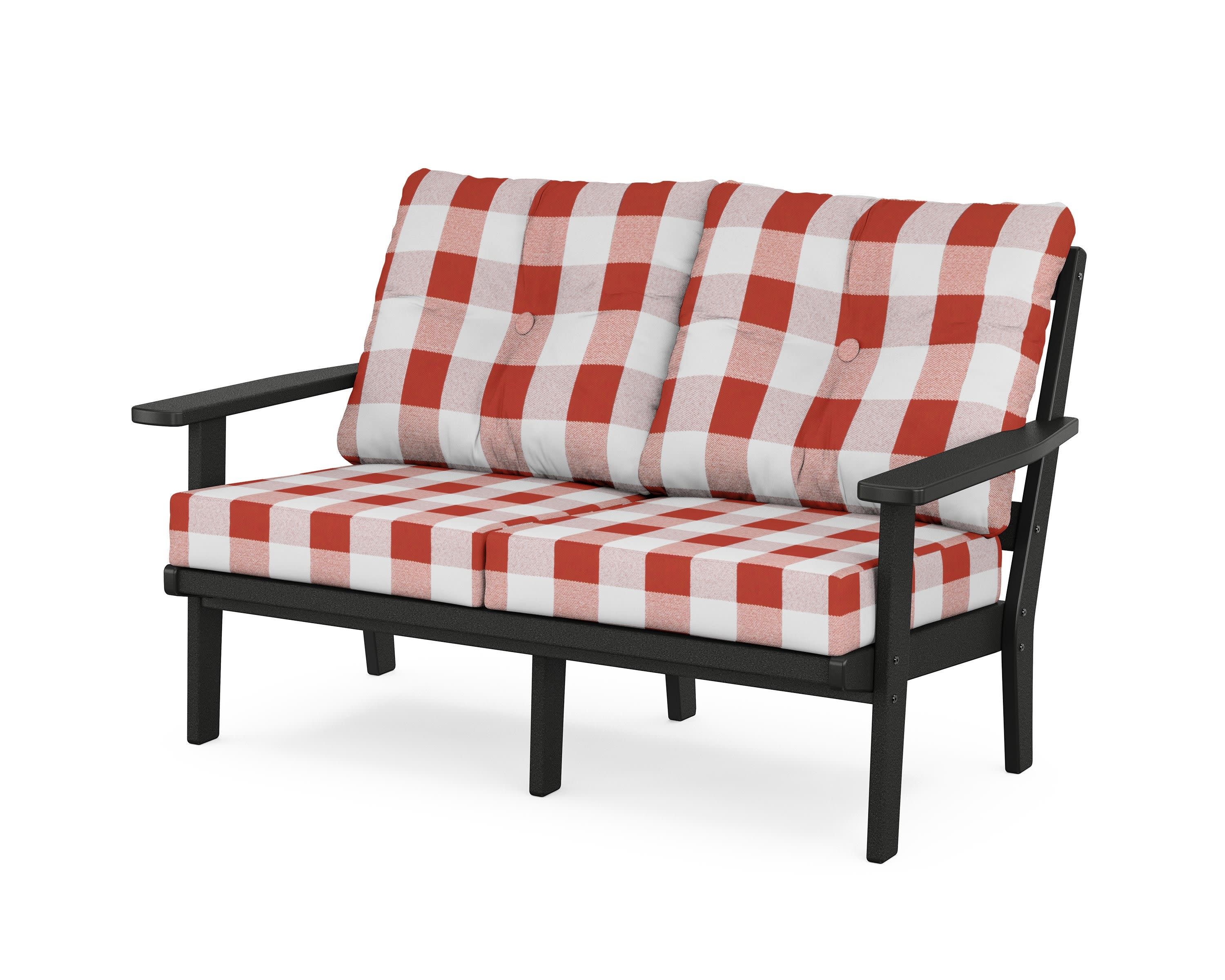 Prairie Deep SeatingLoveseat in Black / Buffalo Plaid Crimson