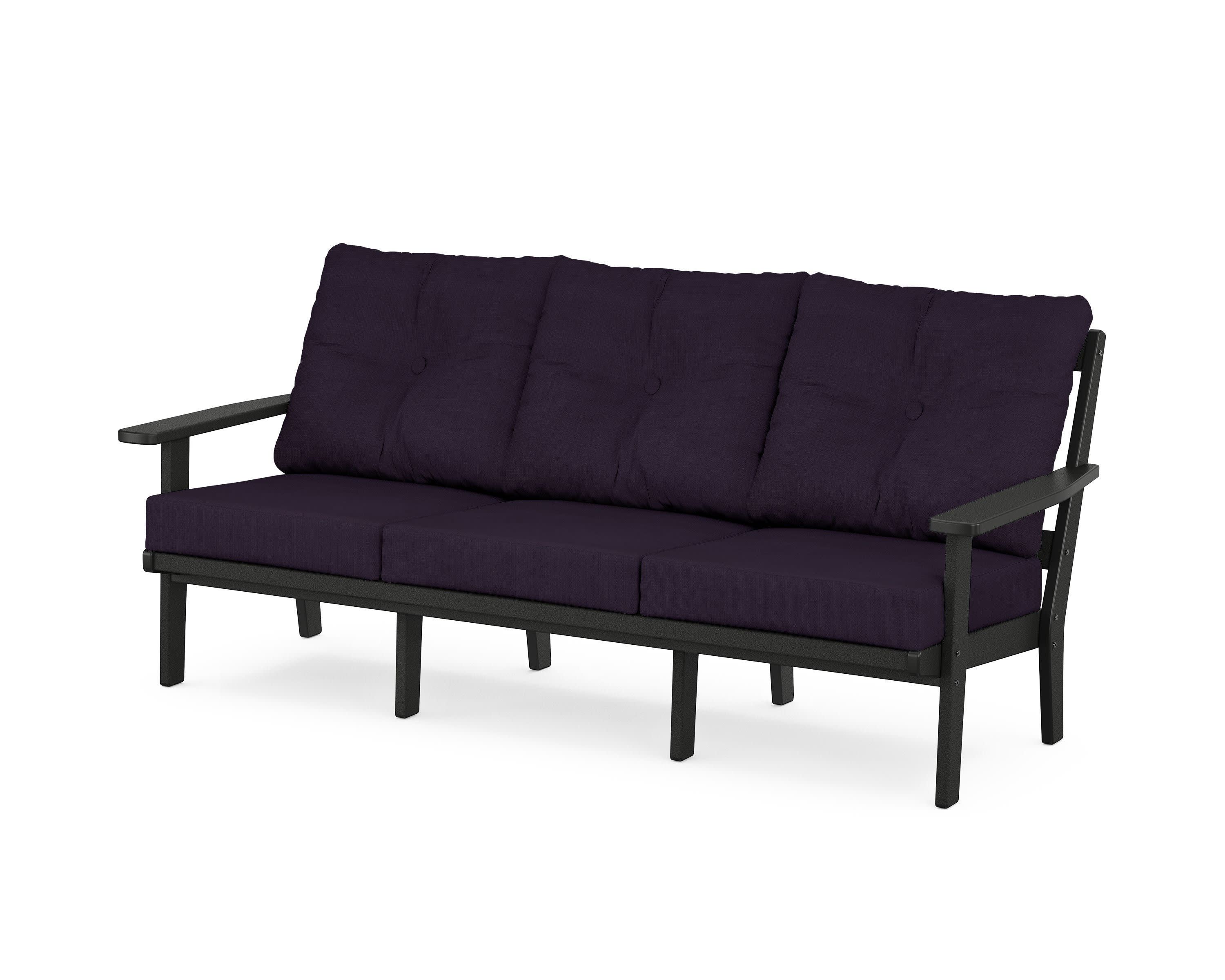 PrairieDeep Seating Sofa in Black / Navy Linen