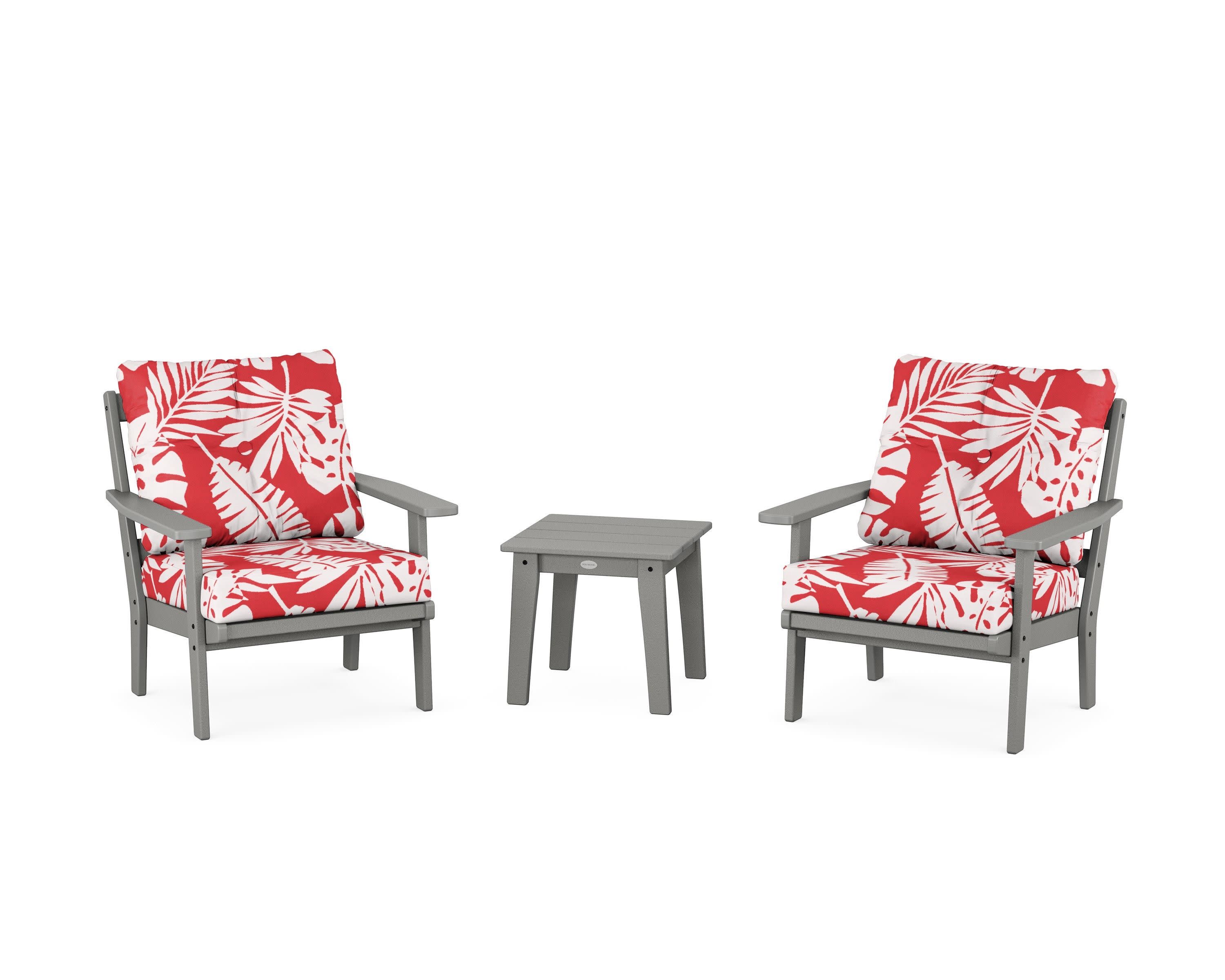 Prairie 3-Piece Deep Seating Set in Slate Grey / Leaf Crimson