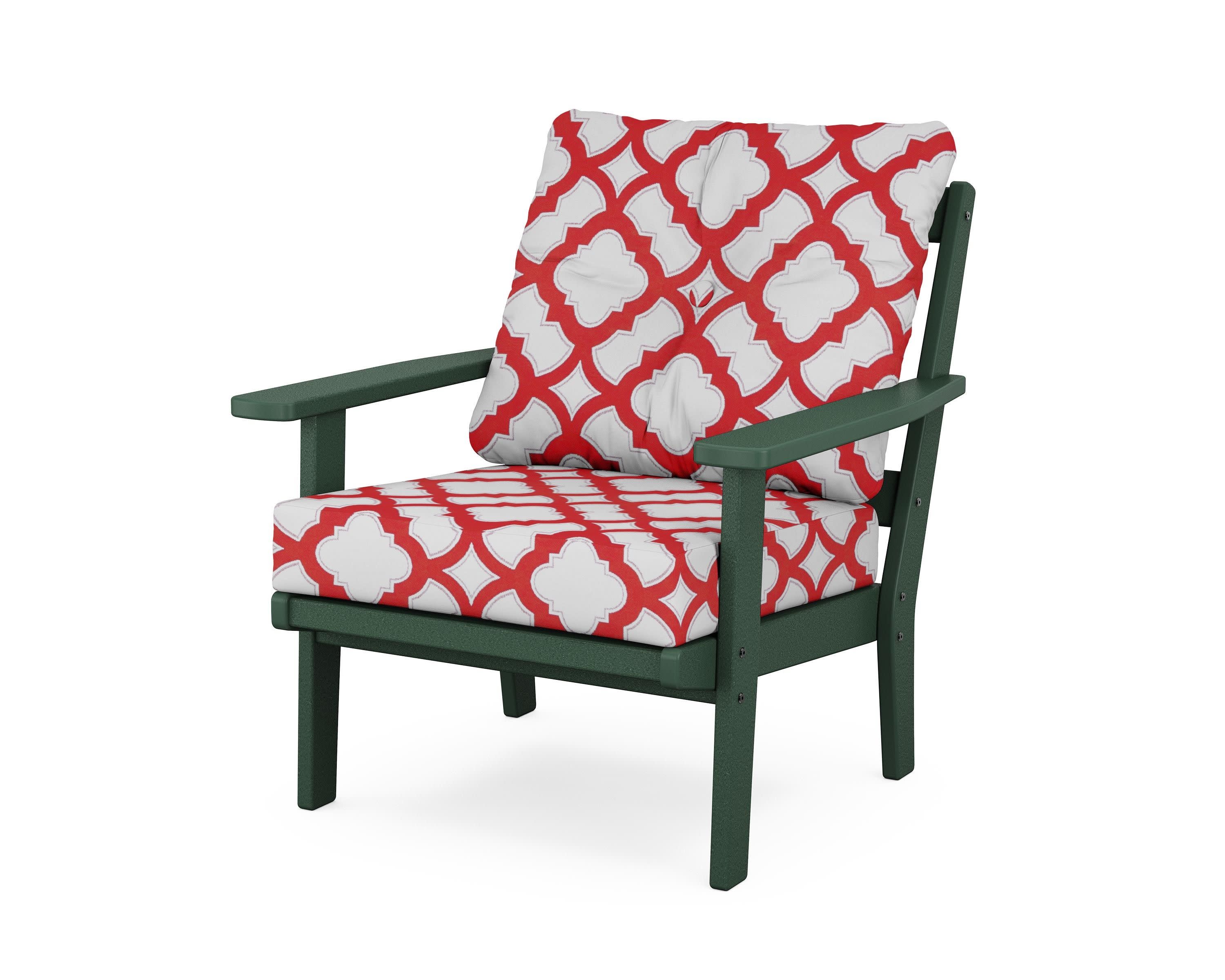 Prairie Deep Seating Chair in Green / Trellis Crimson