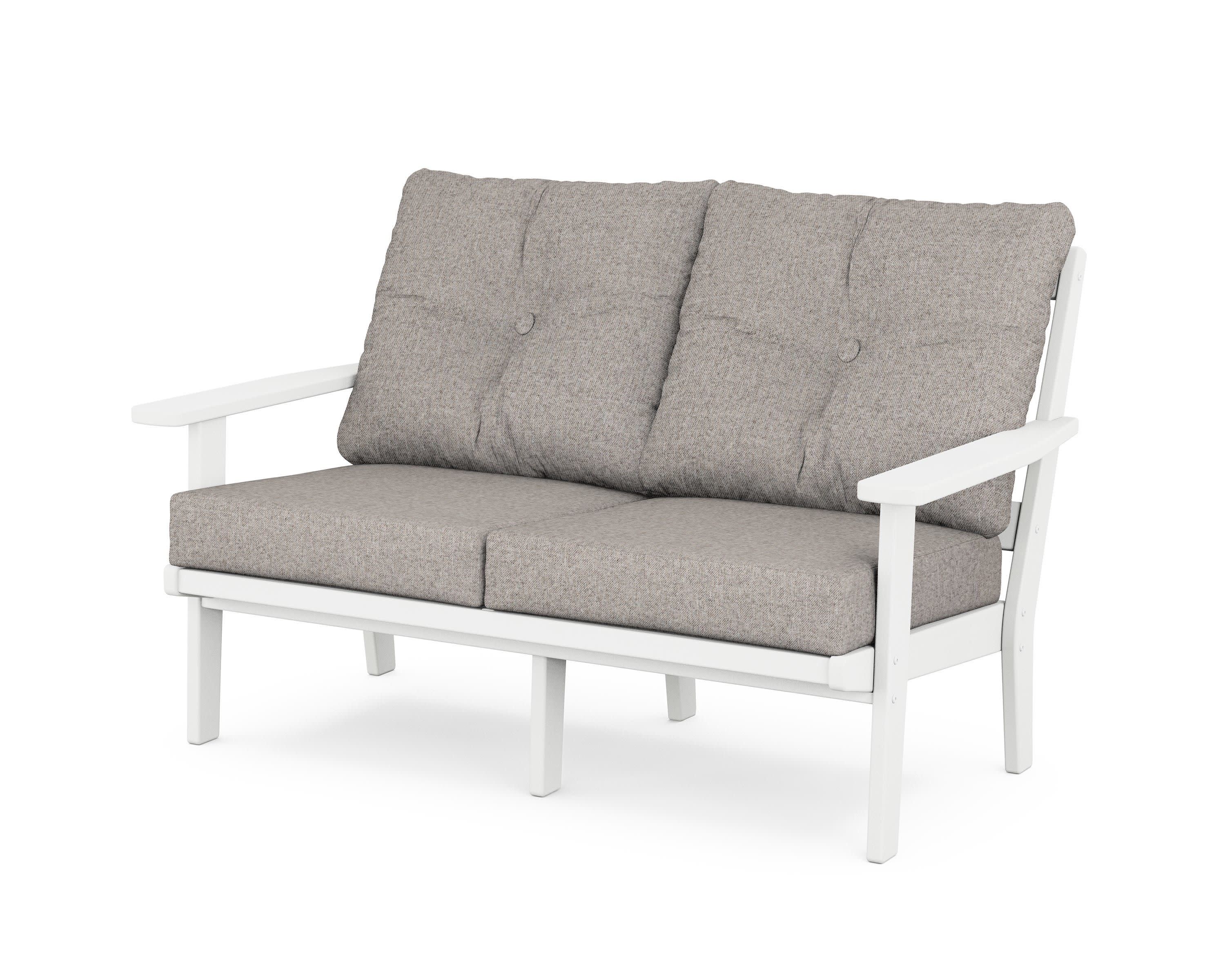 Prairie Deep SeatingLoveseat in White / Weathered Tweed