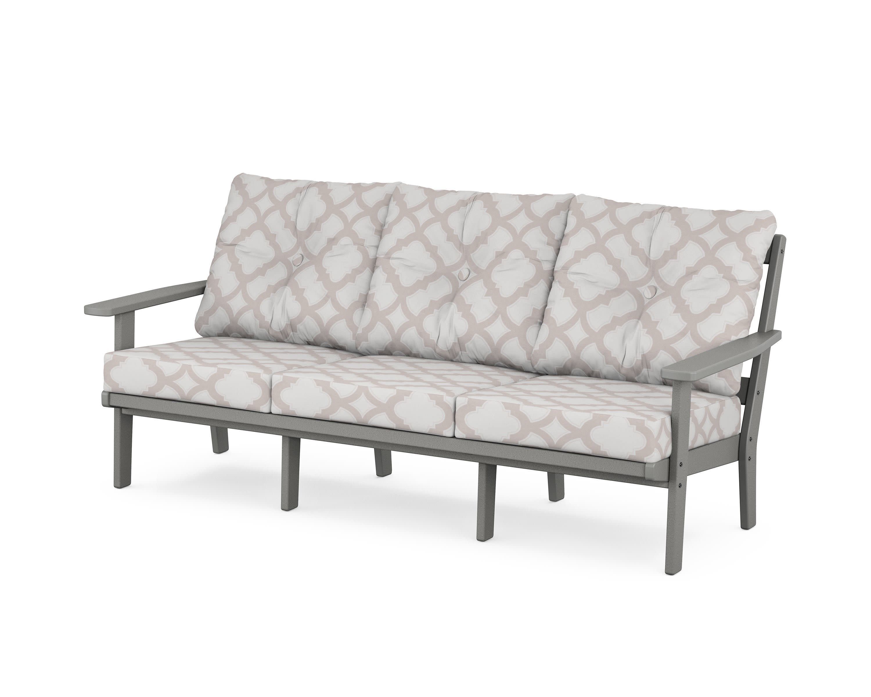 PrairieDeep Seating Sofa in Slate Grey / Trellis Dune Burlap