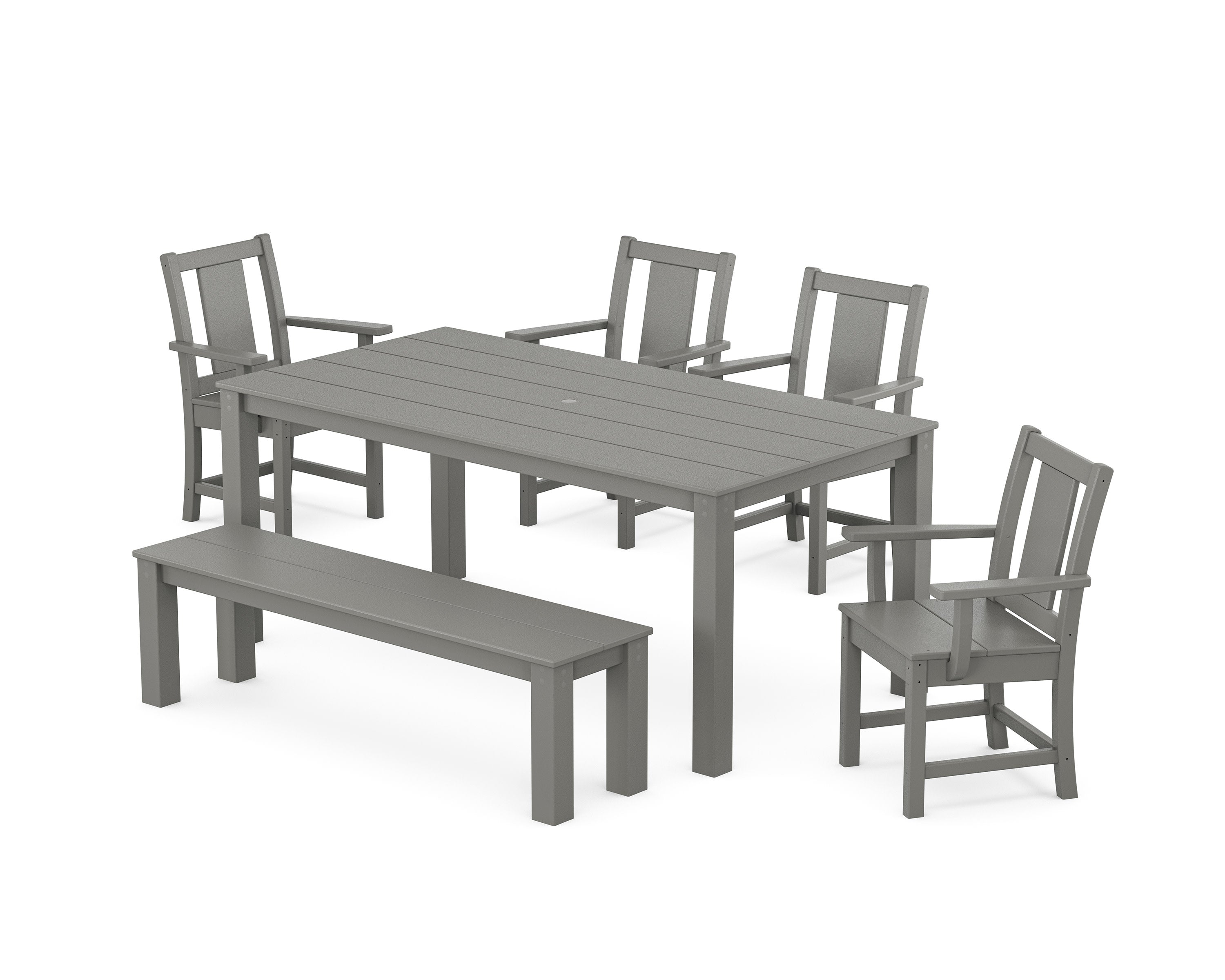Prairie 6-Piece Parsons Dining Set with Bench in Slate Grey