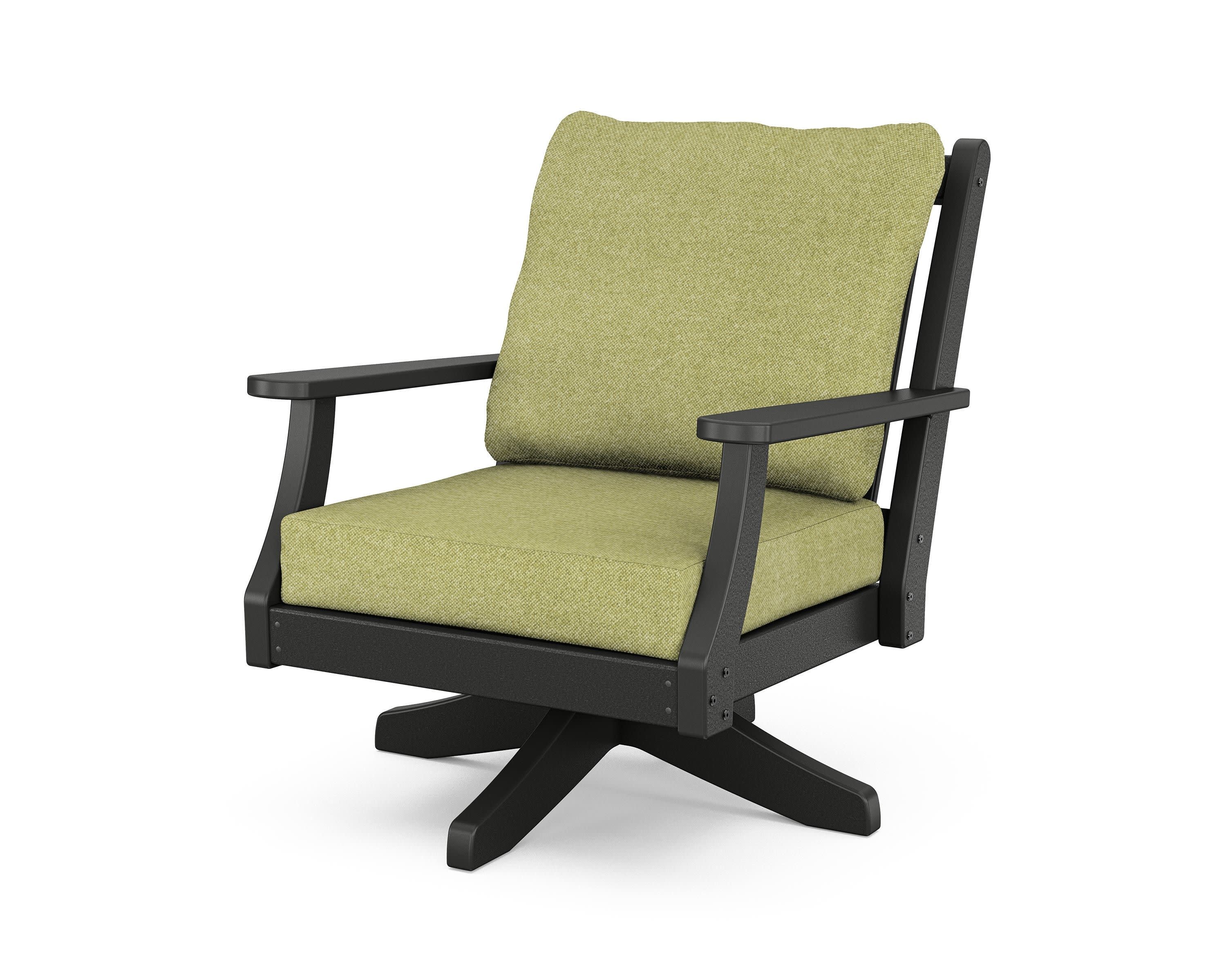 Wovendale Deep Seating Swivel Chair in Black / Chartreuse Boucle