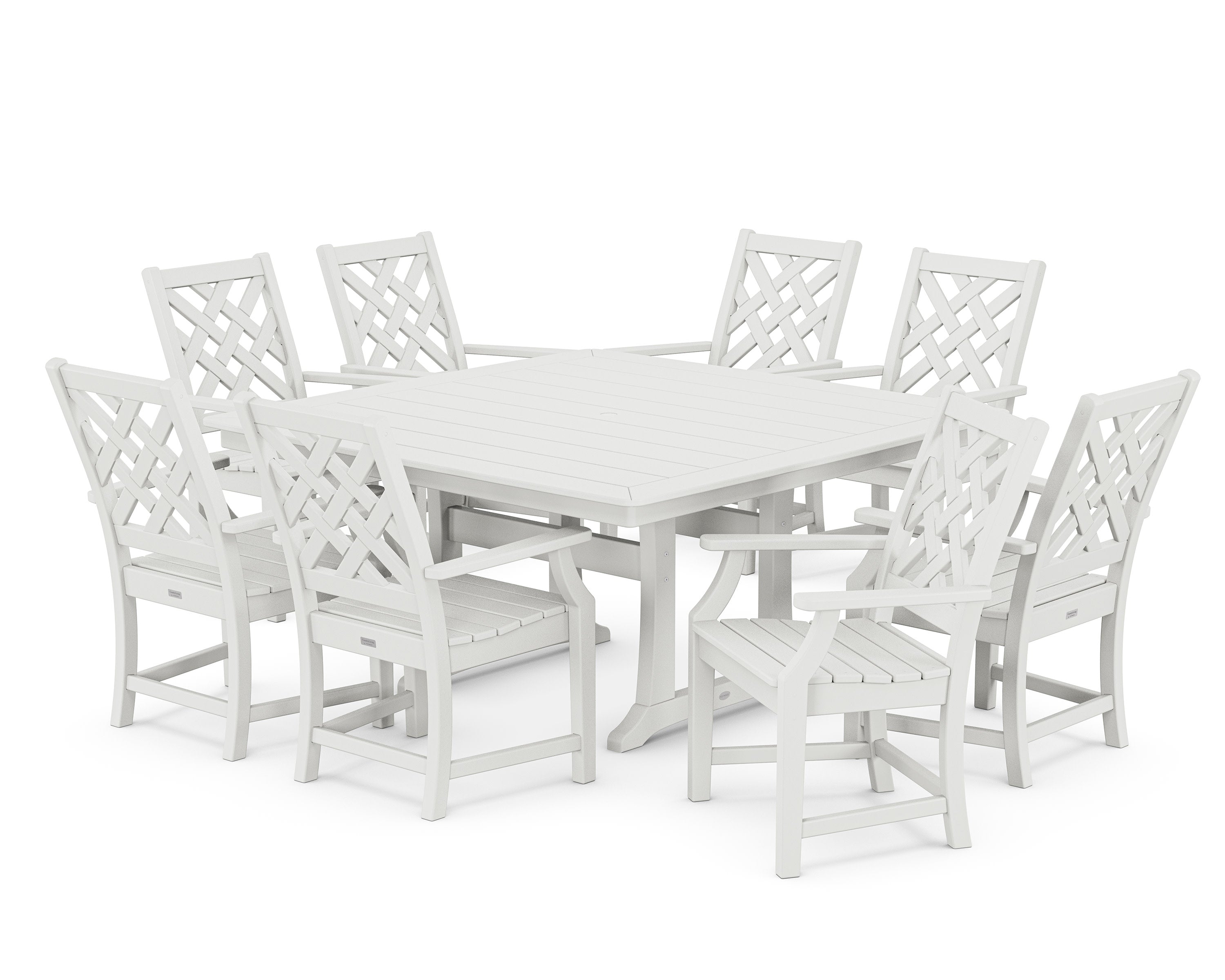 Wovendale 9-Piece Square Dining Set with Trestle Legs in White