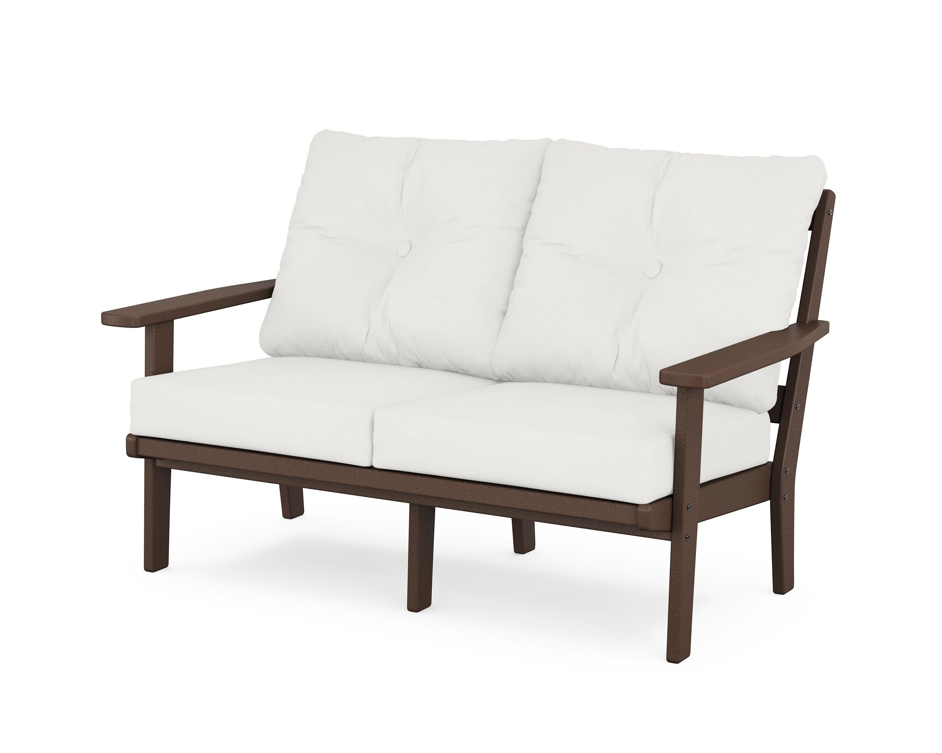 Prairie Deep SeatingLoveseat in Mahogany / Natural Linen