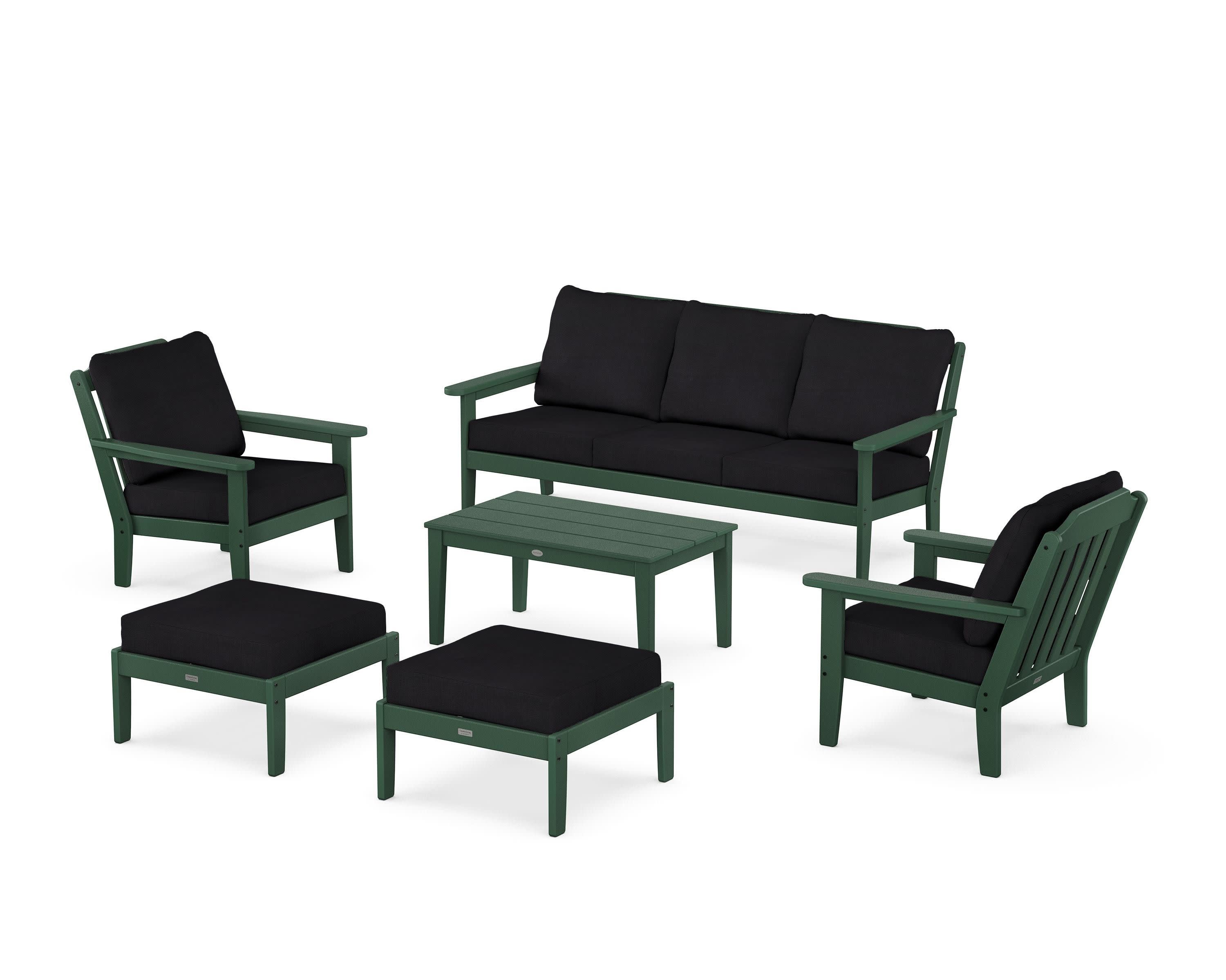 Cottage 6-Piece Lounge Sofa Set in Green / Midnight Linen