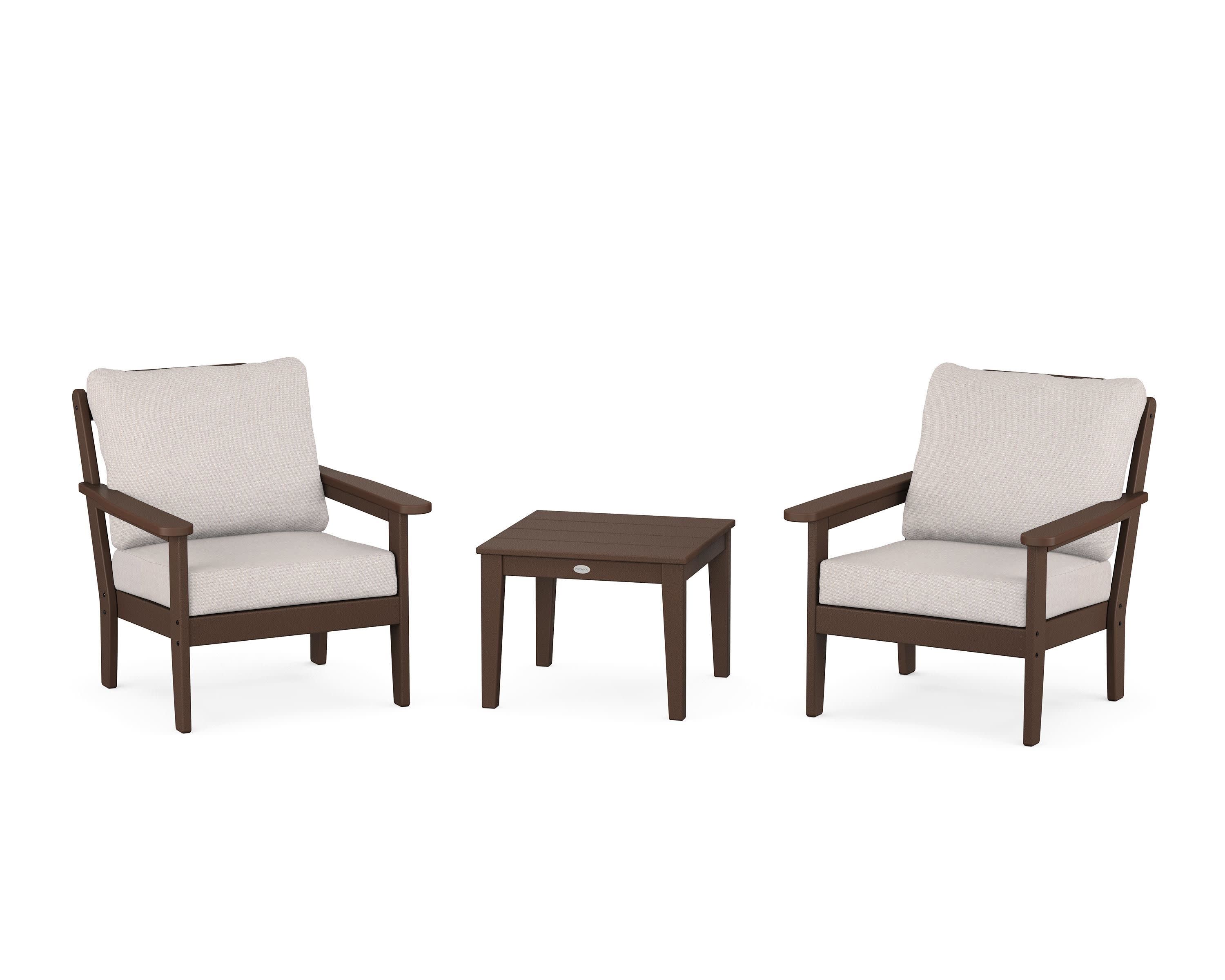 Cottage 3-Piece Deep Seating Set in Mahogany / Dune Burlap