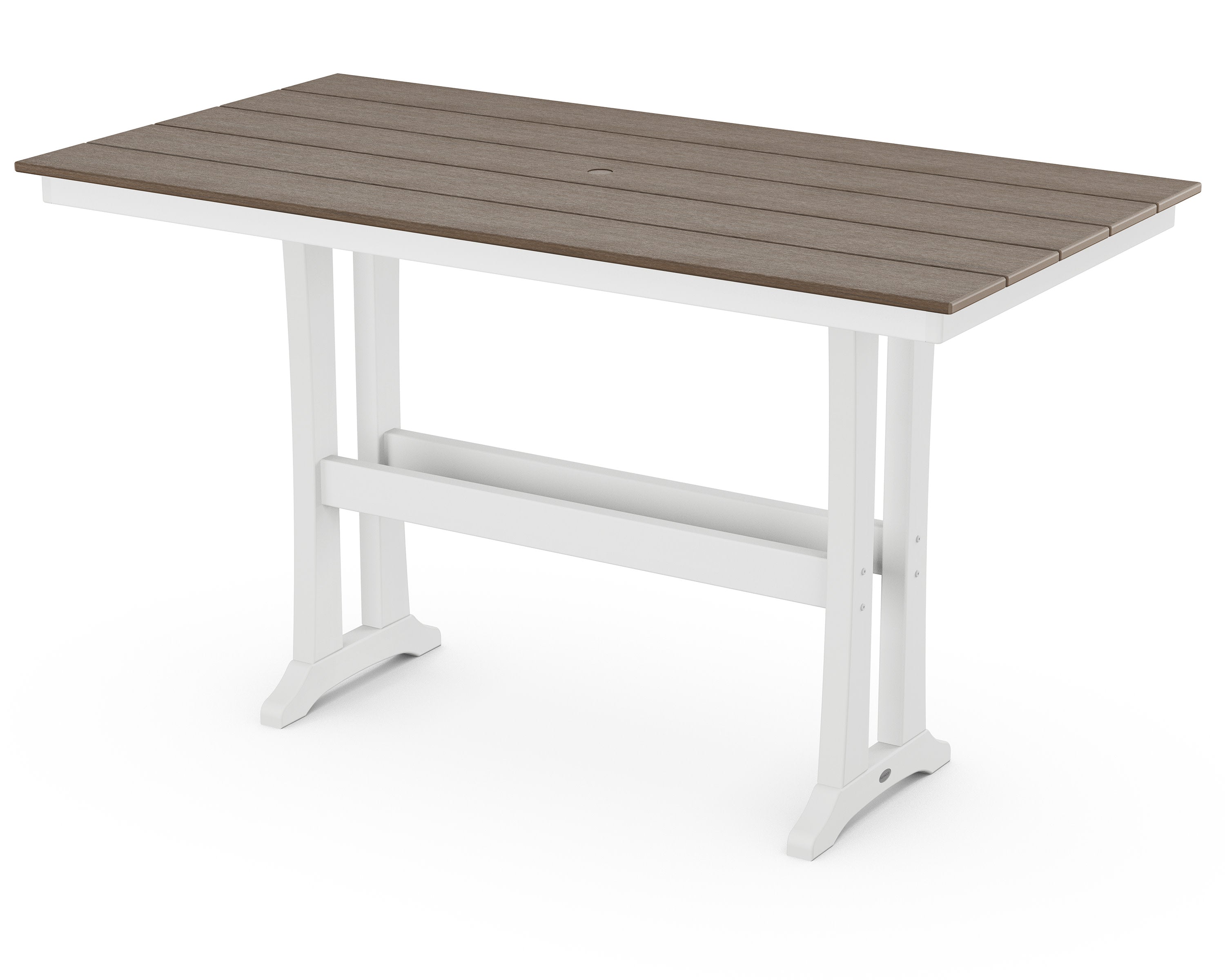 Farmhouse Trestle 37" x 72" Bar Table in White / Kona