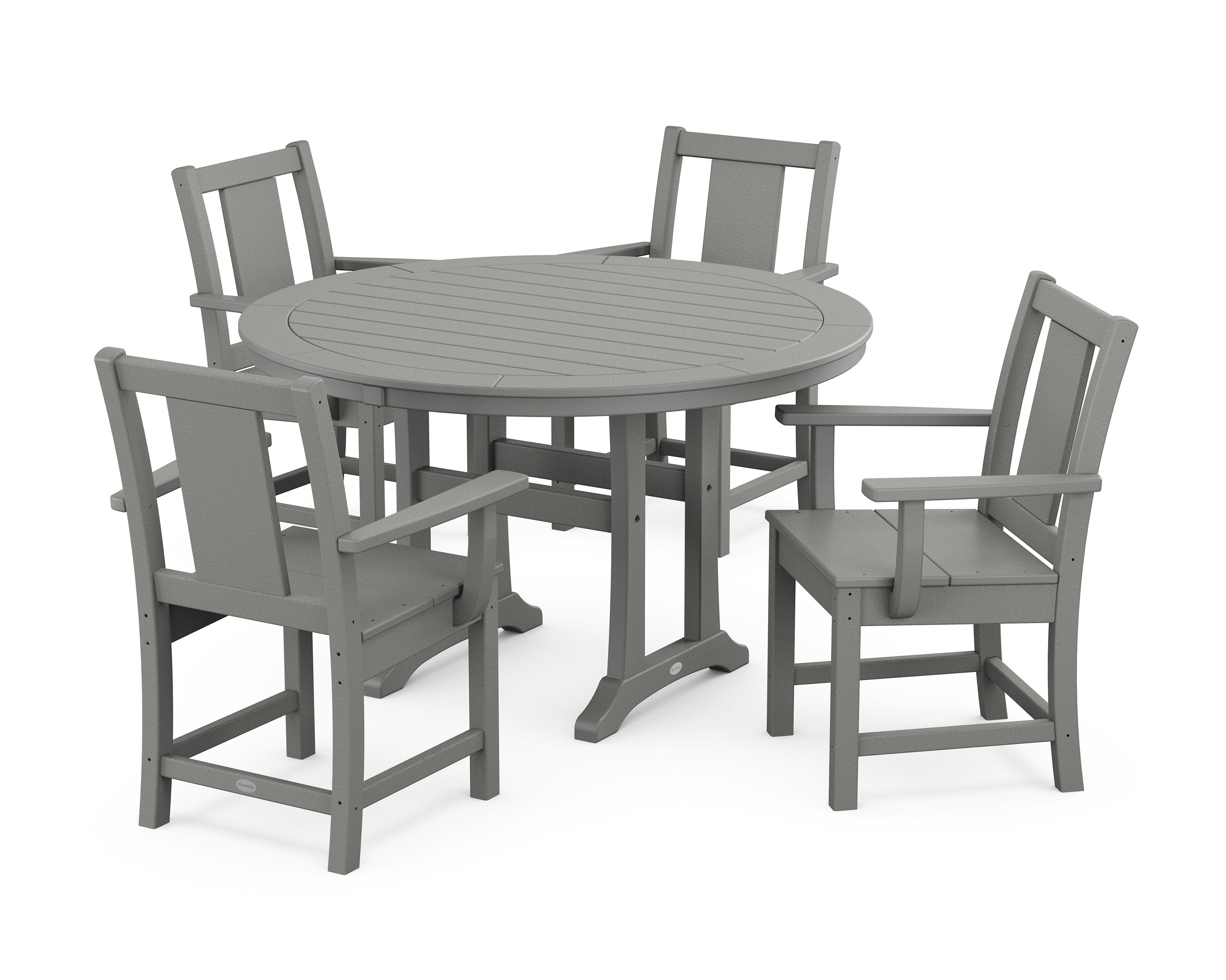 Prairie 5-Piece Round Dining Set with Trestle Legs in Slate Grey