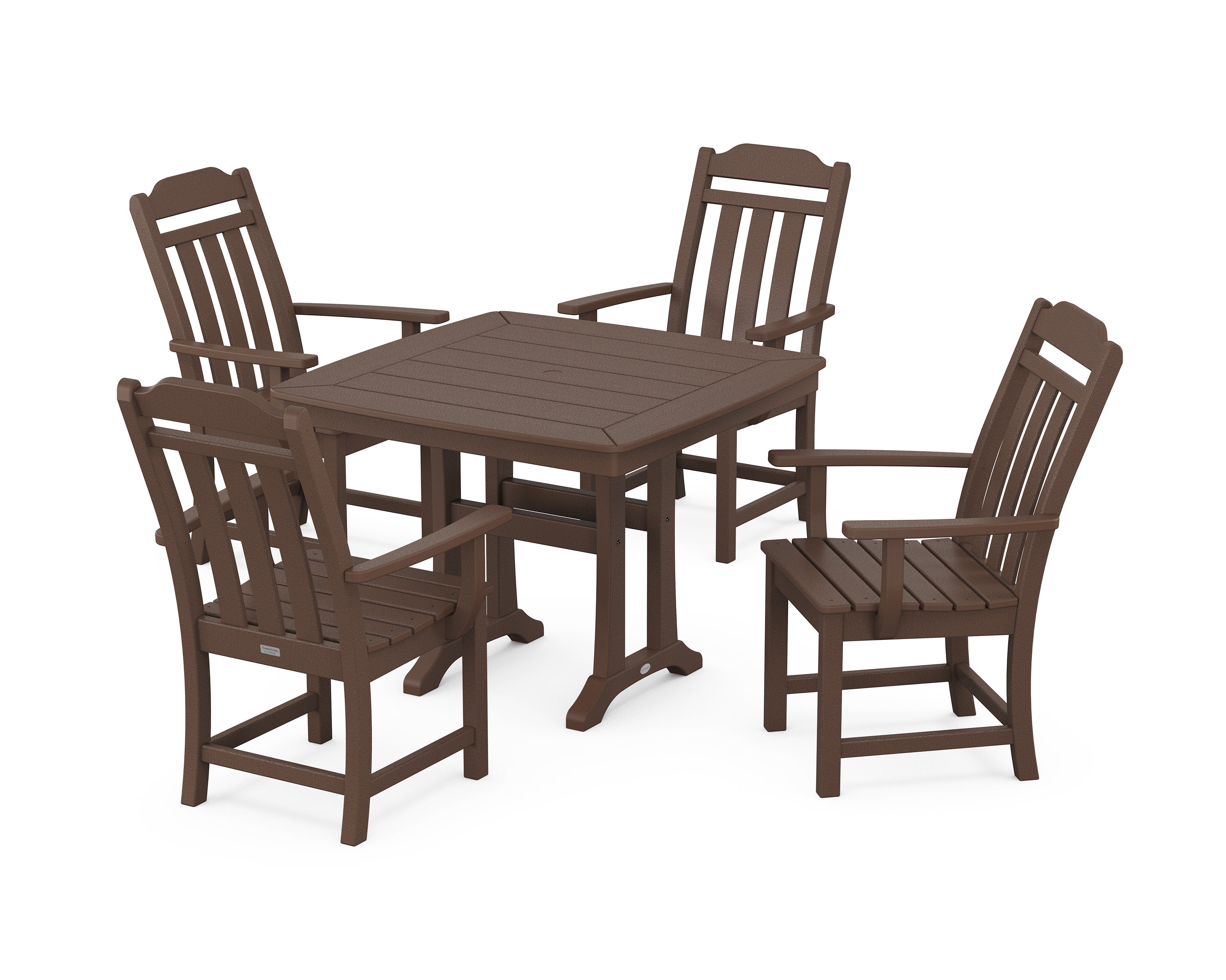 Cottage 5-Piece Dining Set with Trestle Legs in Mahogany