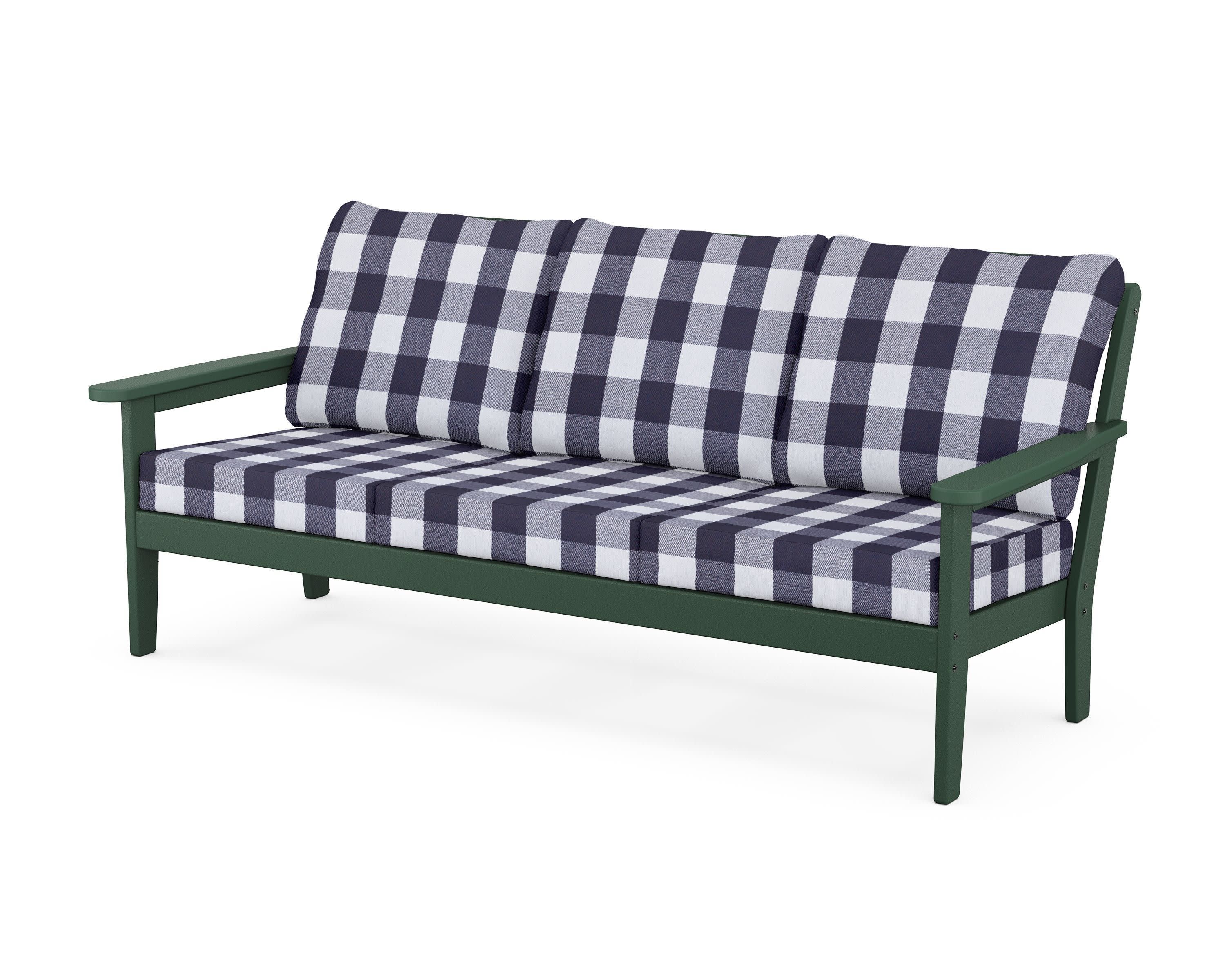 Cottage Deep Seating Sofa in Green / Buffalo Plaid Navy