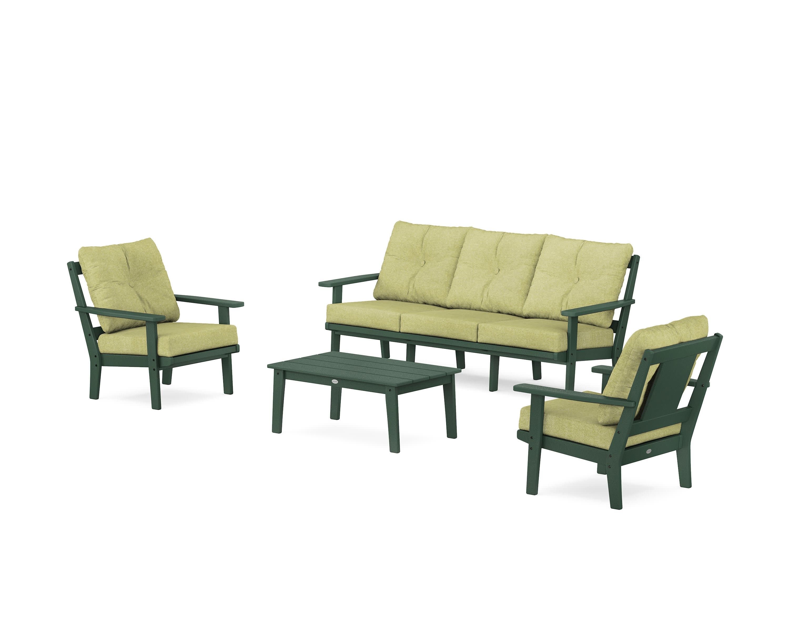 Prairie 4-Piece Deep Seating Set with Sofa in Green / Chartreuse Boucle