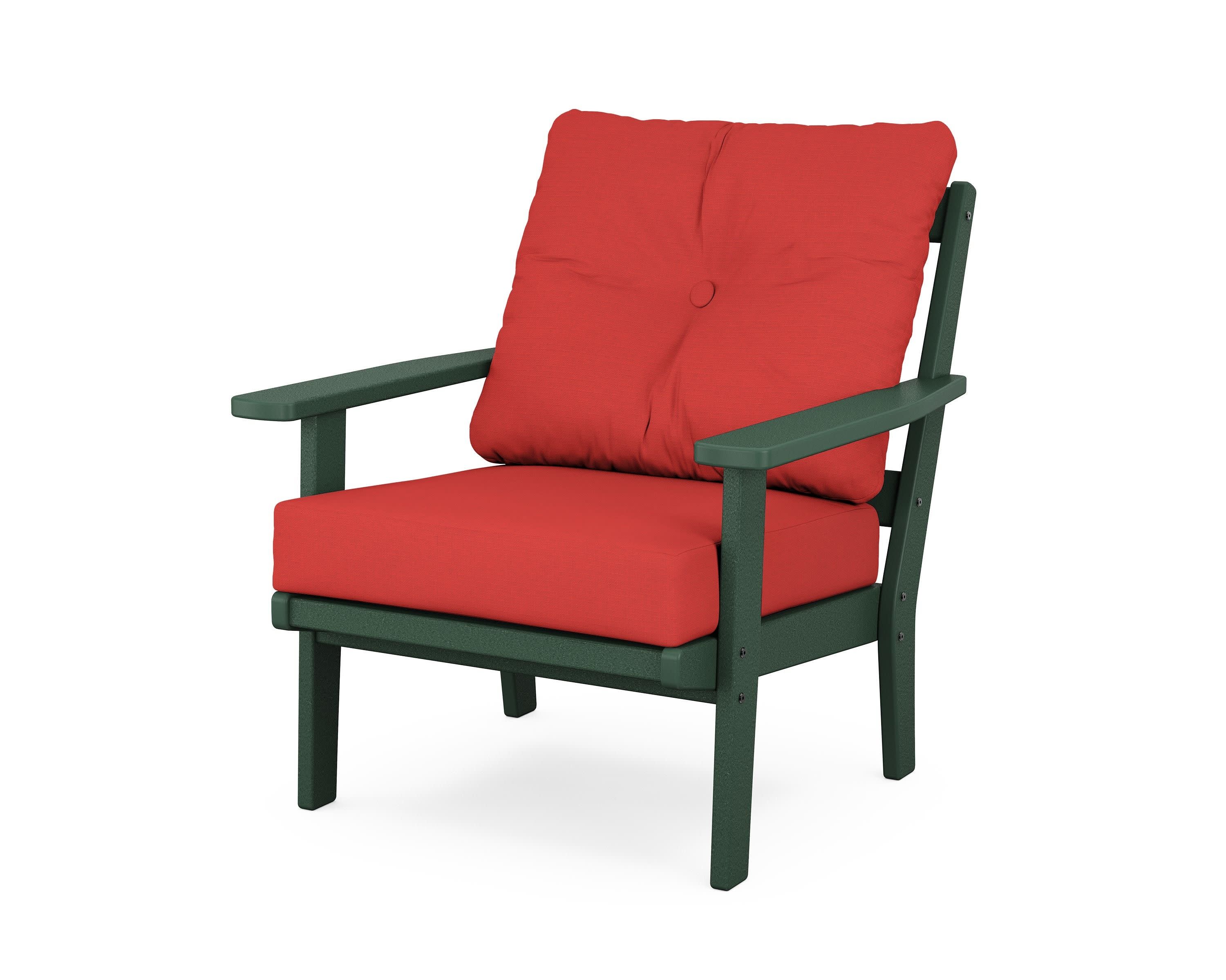 Prairie Deep Seating Chair in Green / Crimson Linen