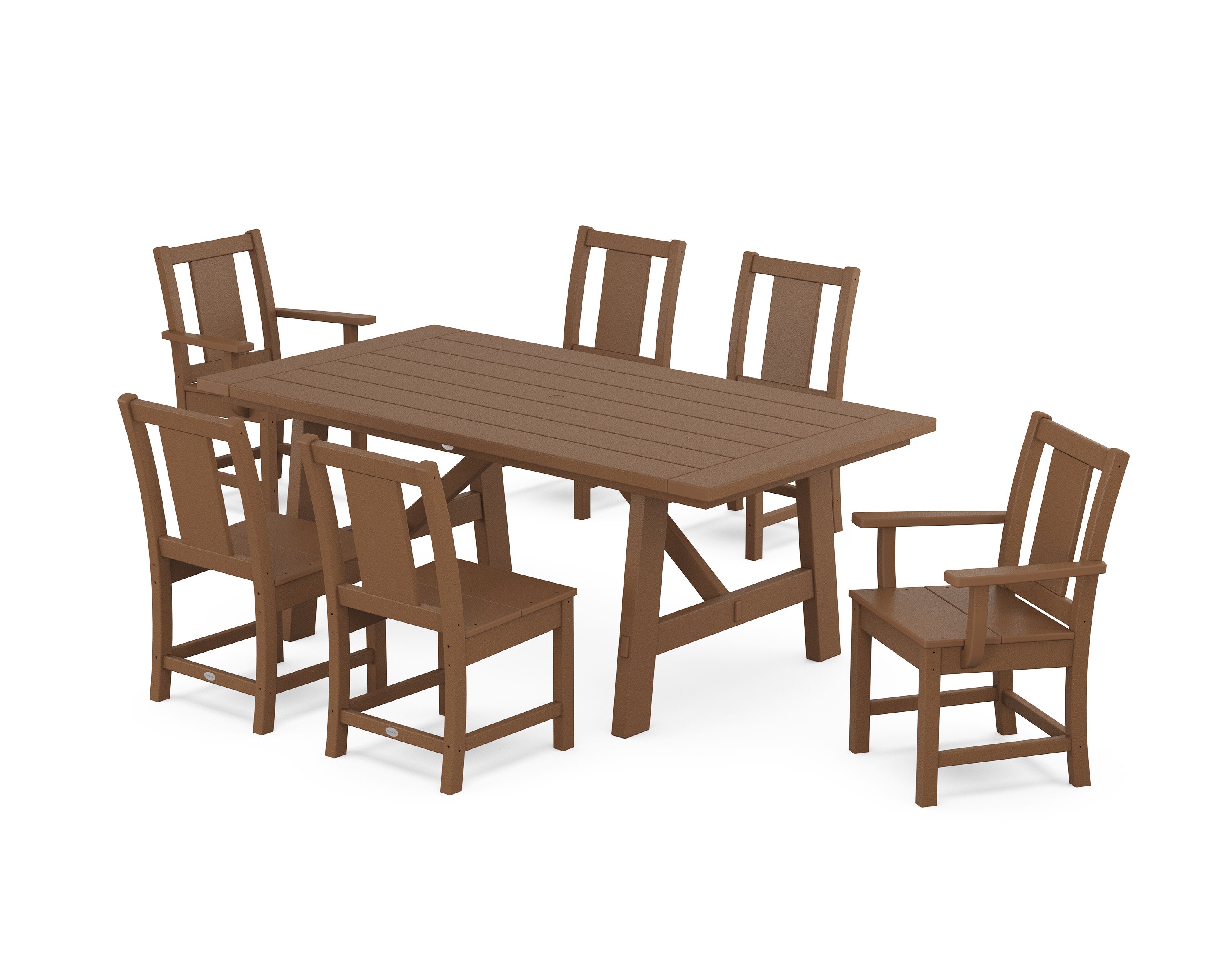 Prairie 7-Piece Rustic Farmhouse Dining Set in Teak